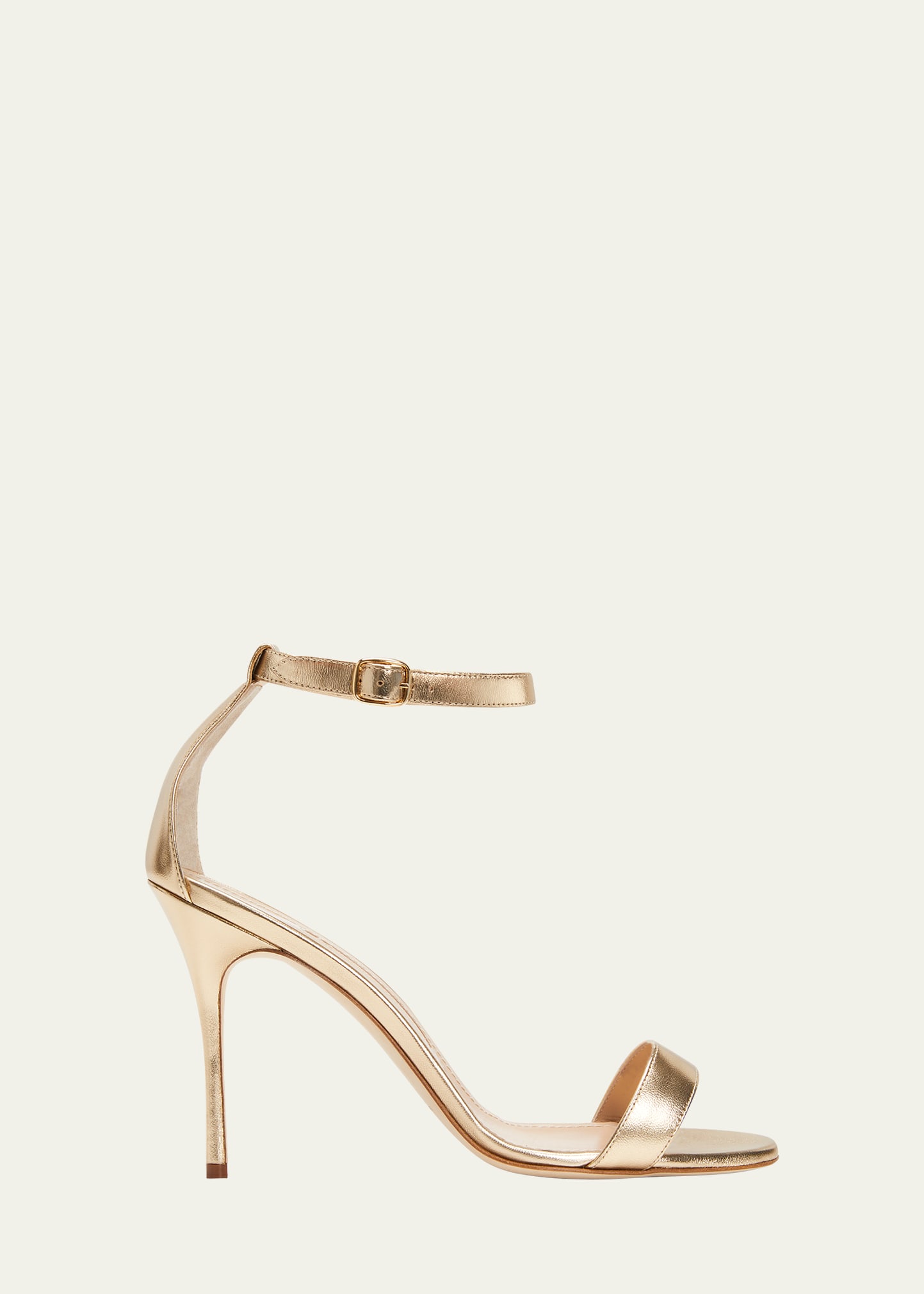 Manolo Blahnik Chaos Metallic Ankle Strap Stiletto Sandals