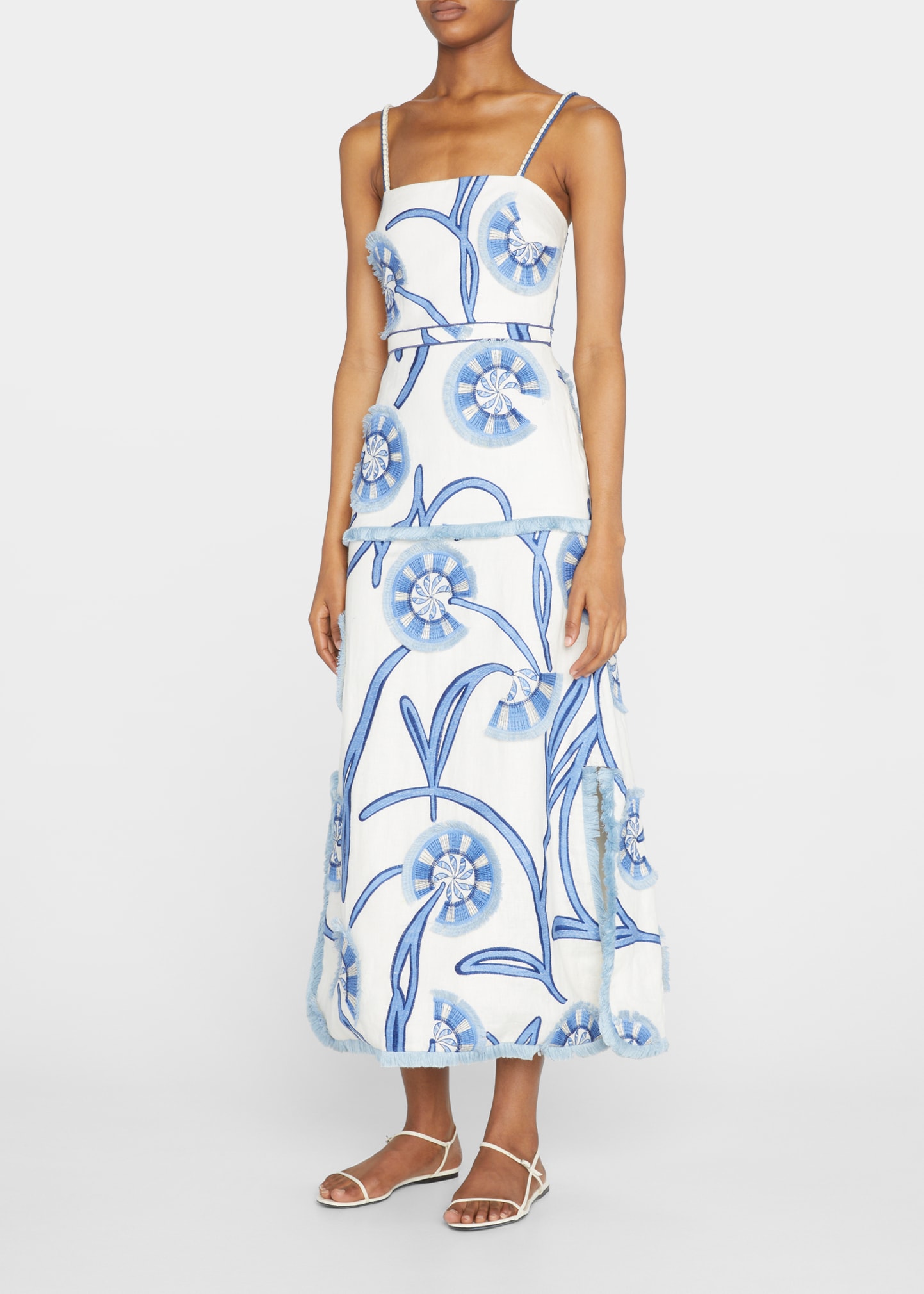 Alexis Bouquet Embroidered Floral Linen Midi Dress - Bergdorf Goodman