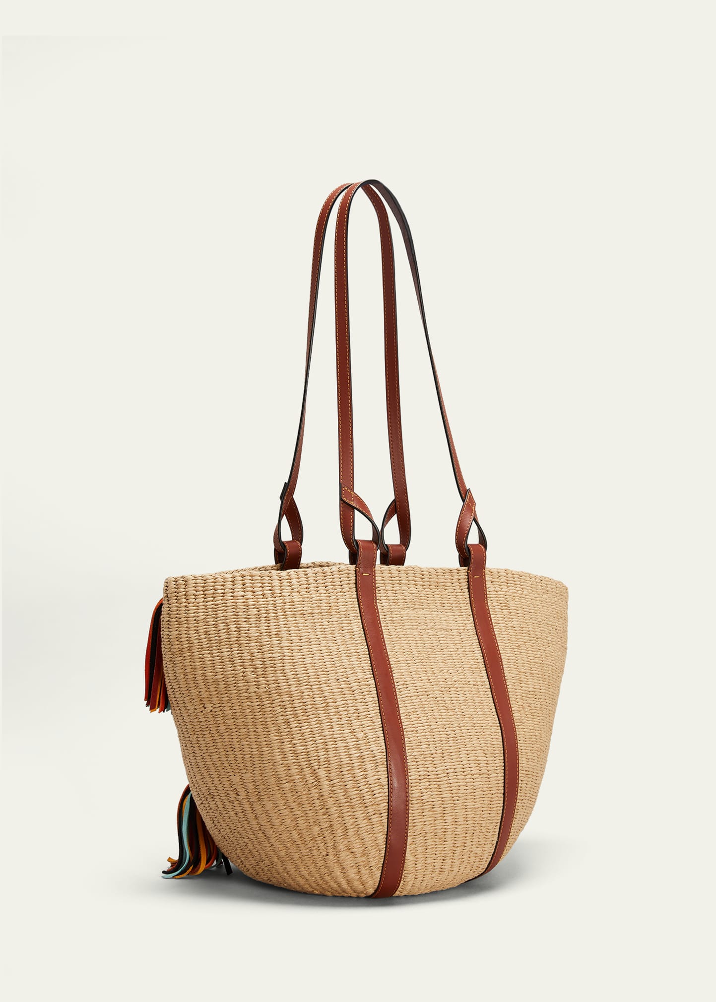 Tassel Raffia Basket Tote Bag