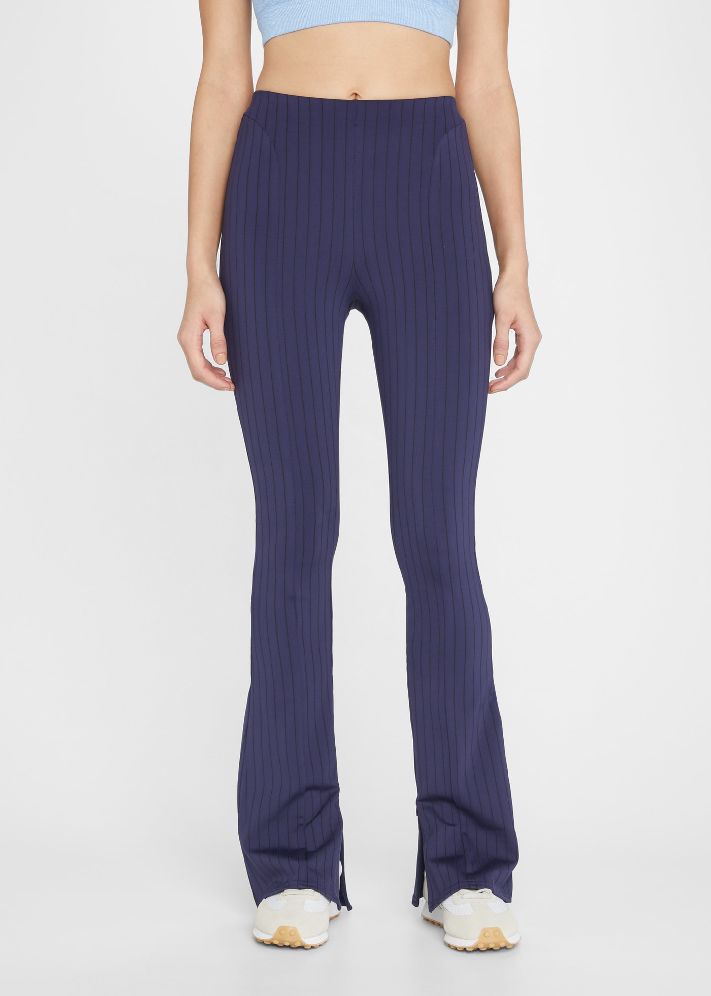 Alo Yoga High-Waist Pinstripe Zip-It Flare Leggings - Bergdorf Goodman