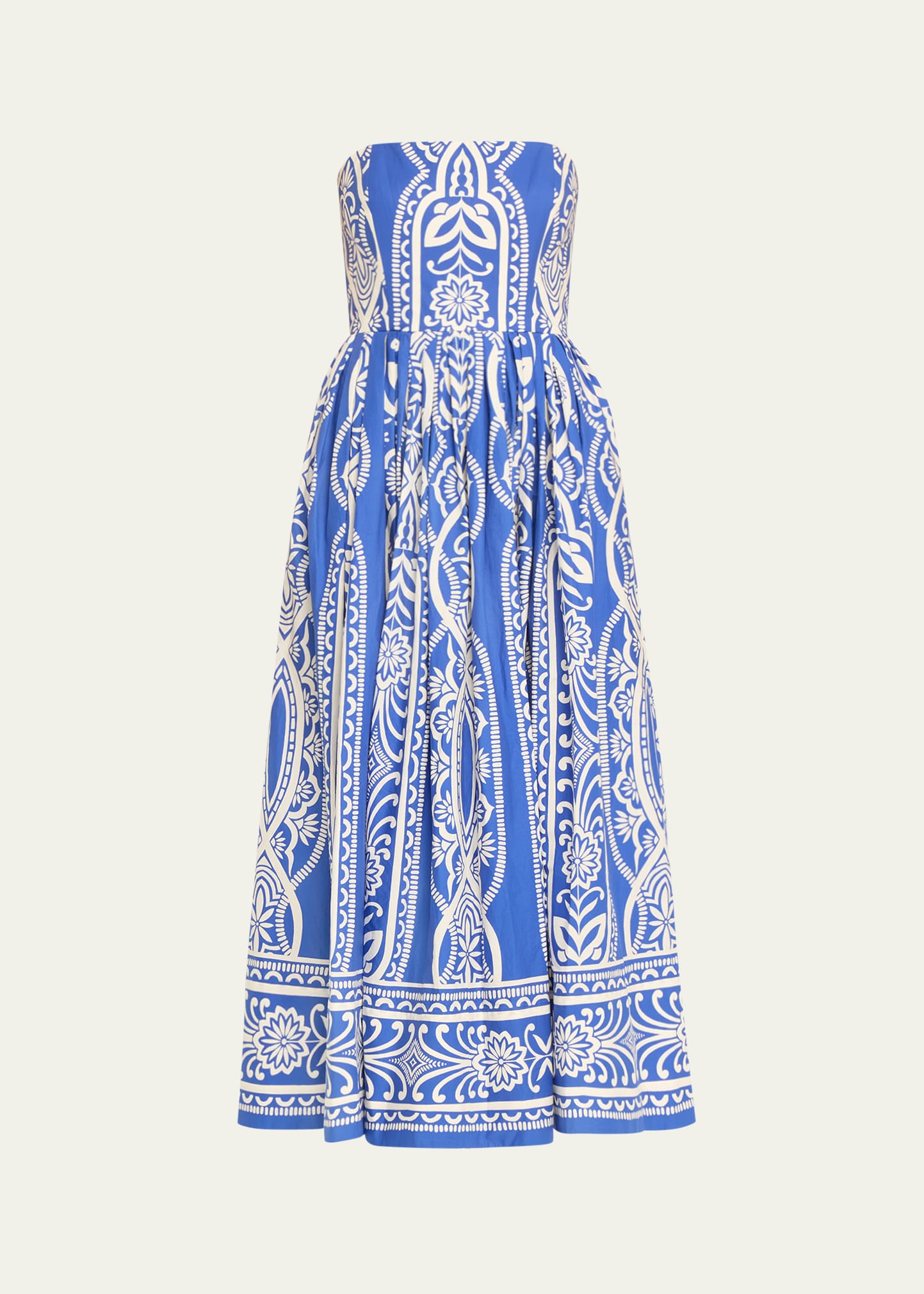 Torres Floral Ruffle-Tiered Strapless Midi Dress