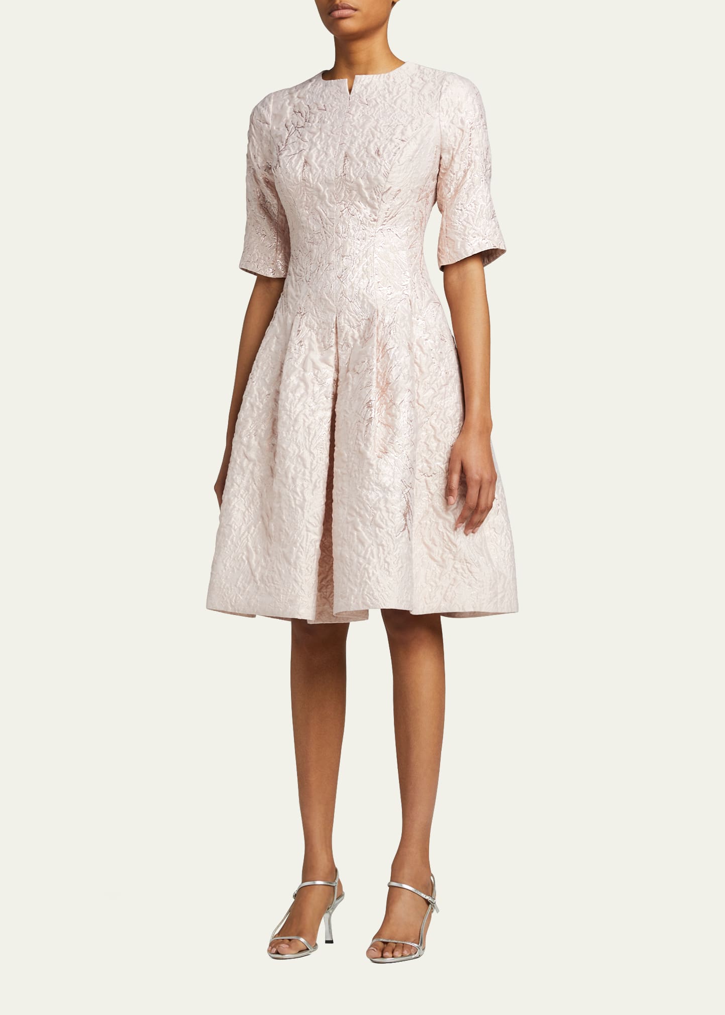 Rickie Freeman for Teri Jon Metallic Jacquard Fit-&-Flare Dress