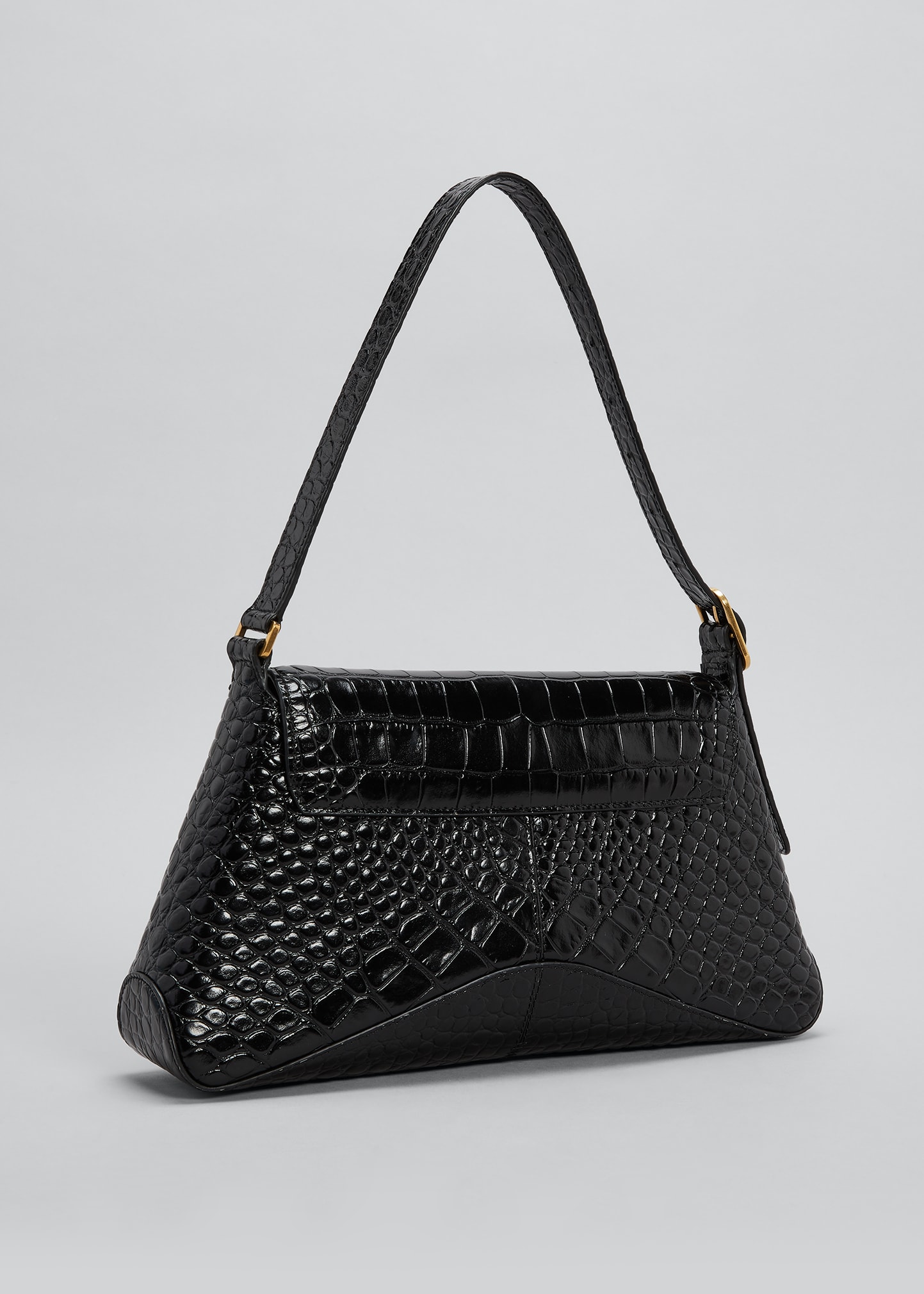Balenciaga XX Flap Street Croc-Embossed Shoulder Bag - Bergdorf