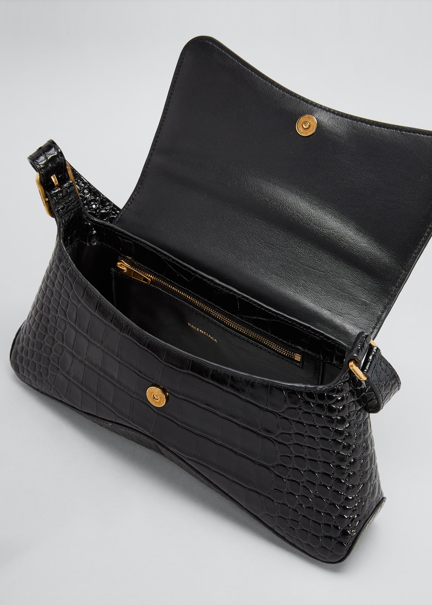 Balenciaga XX Flap Street Croc-Embossed Shoulder Bag - Bergdorf