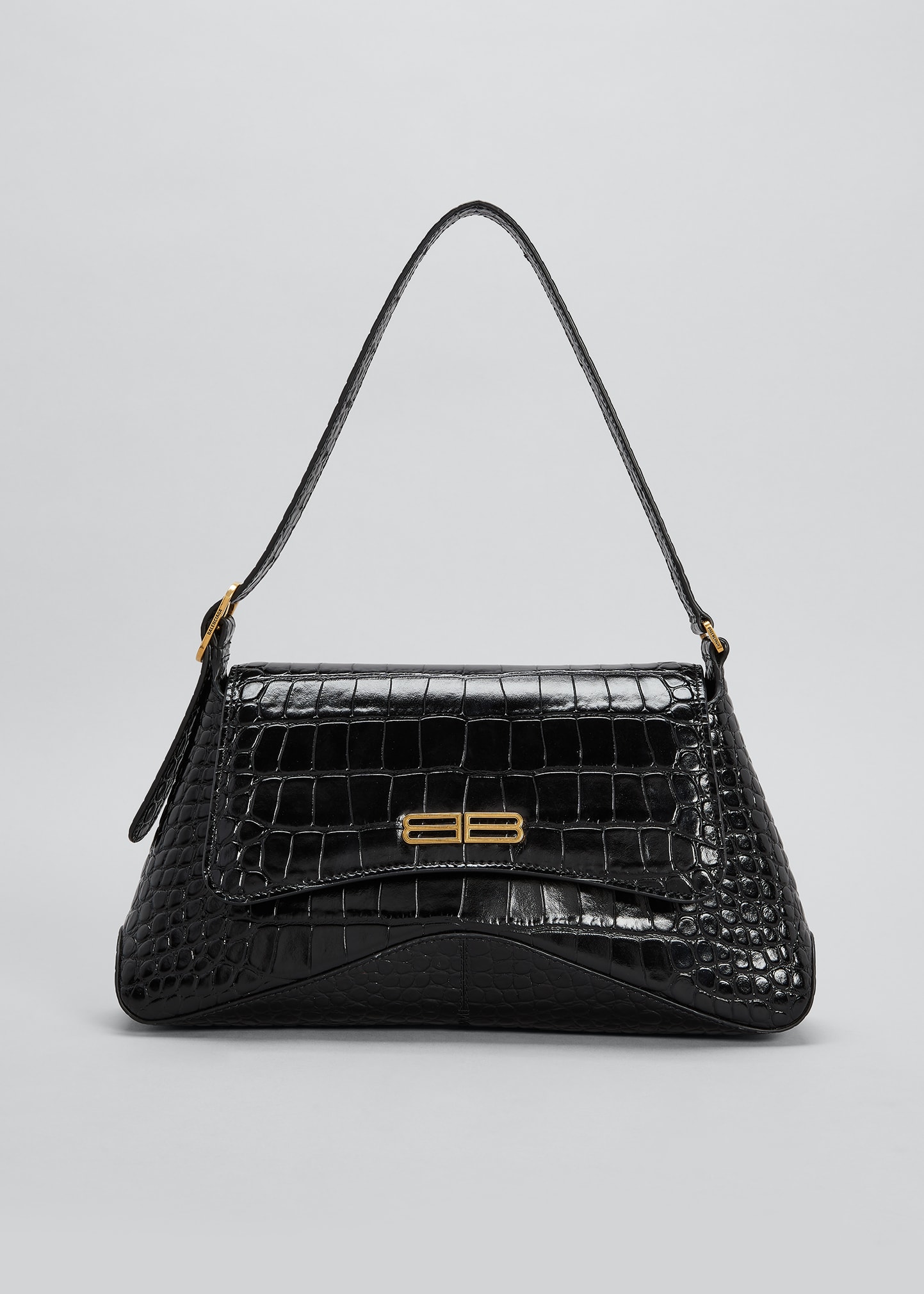 Balenciaga XX Flap Street Croc-Embossed Shoulder Bag - Bergdorf