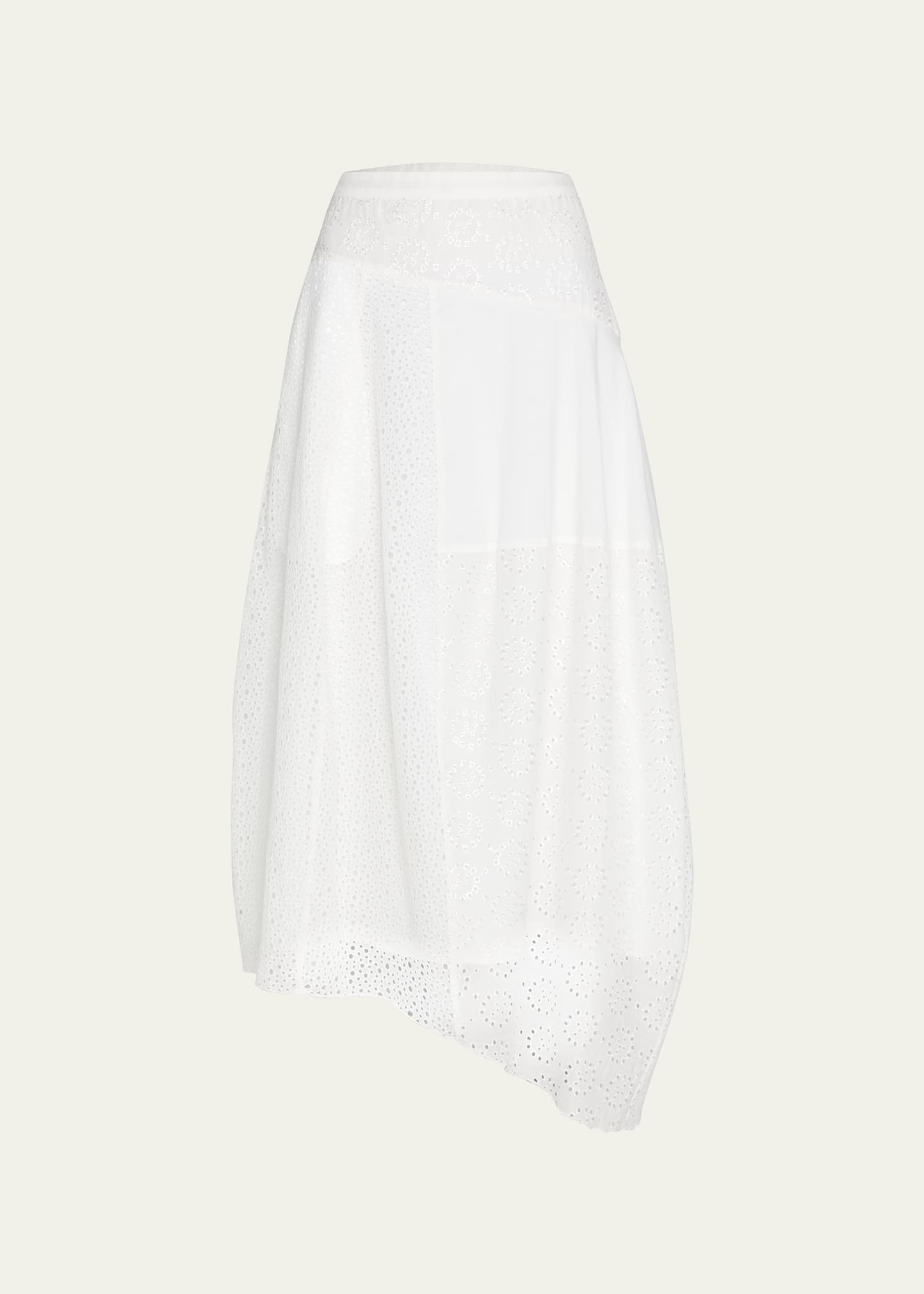 Tibi Silk Cotton Eyelet Asymmetric Balloon Skirt - Bergdorf Goodman