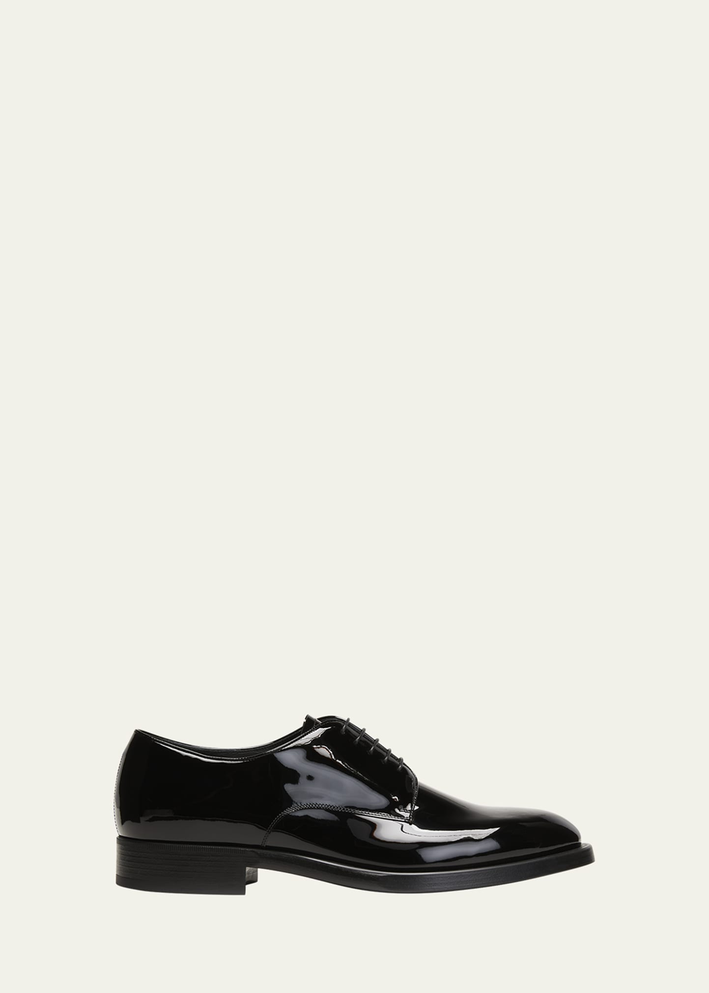 Men's lace-up shoe with Double G in black patent leather