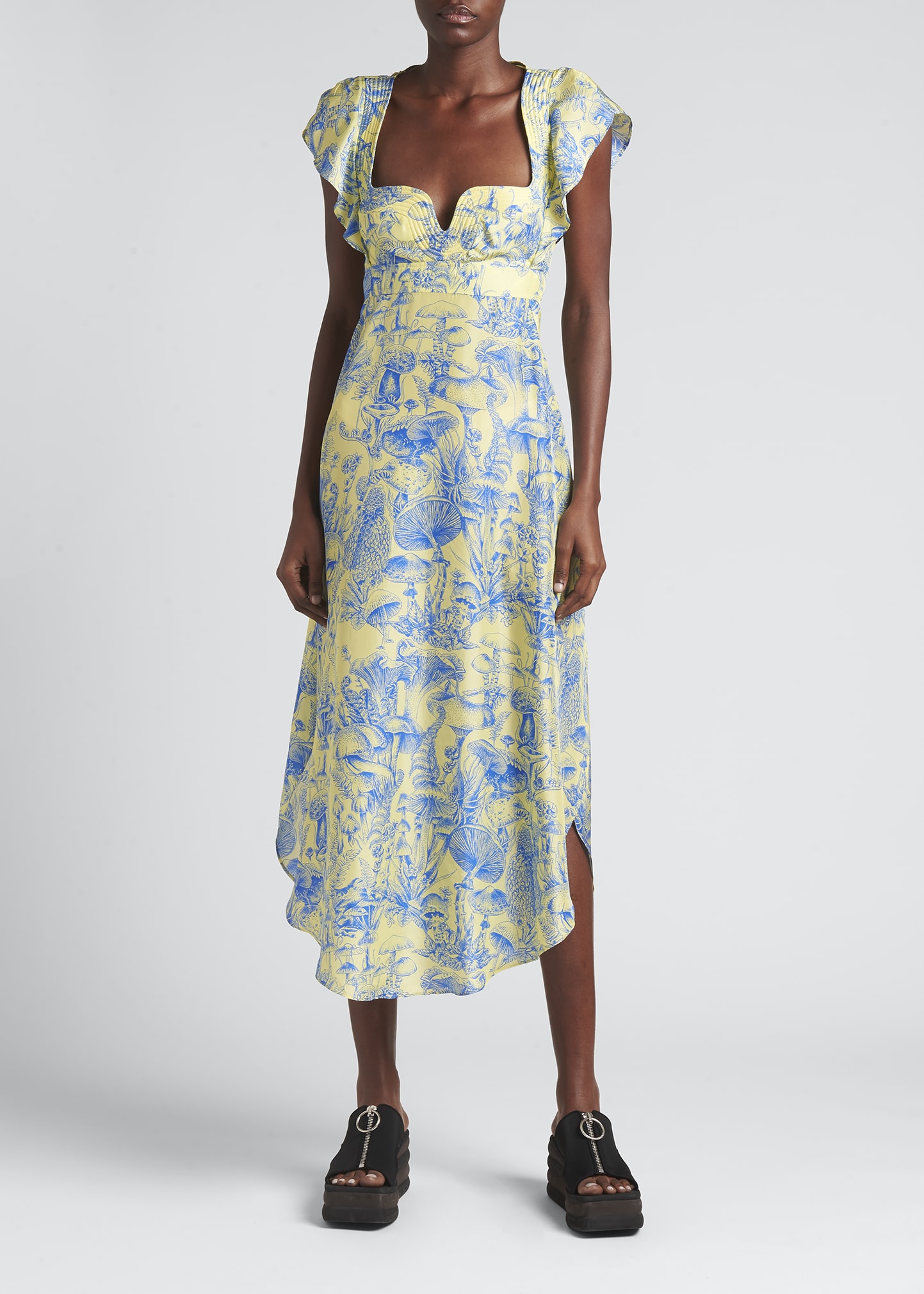 stella mccartney boho dress Stella McCartney Mushroom-Print Silk Midi Dress