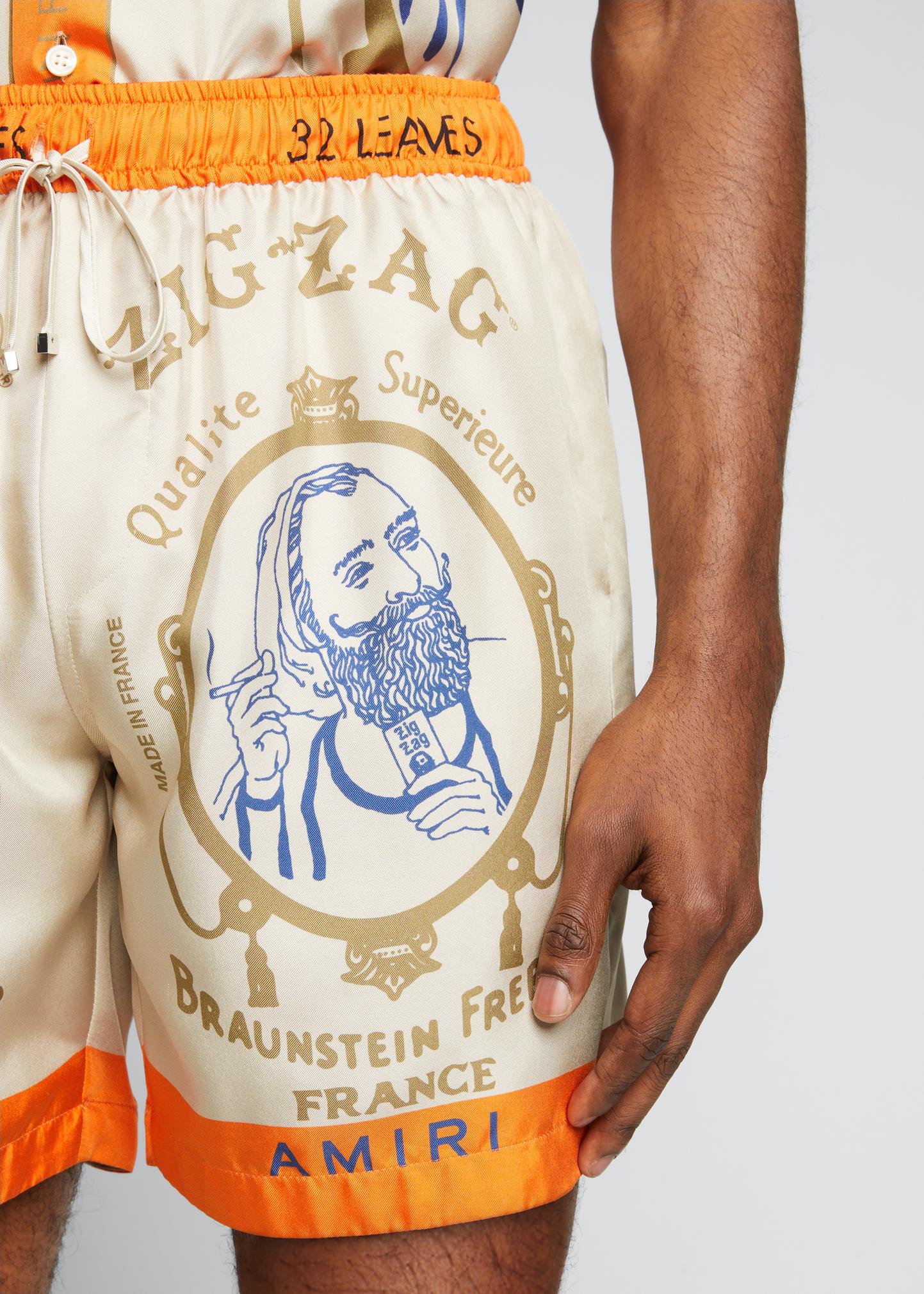 Amiri Men's Zig Zag Rolling Paper Silk Shorts - Bergdorf Goodman