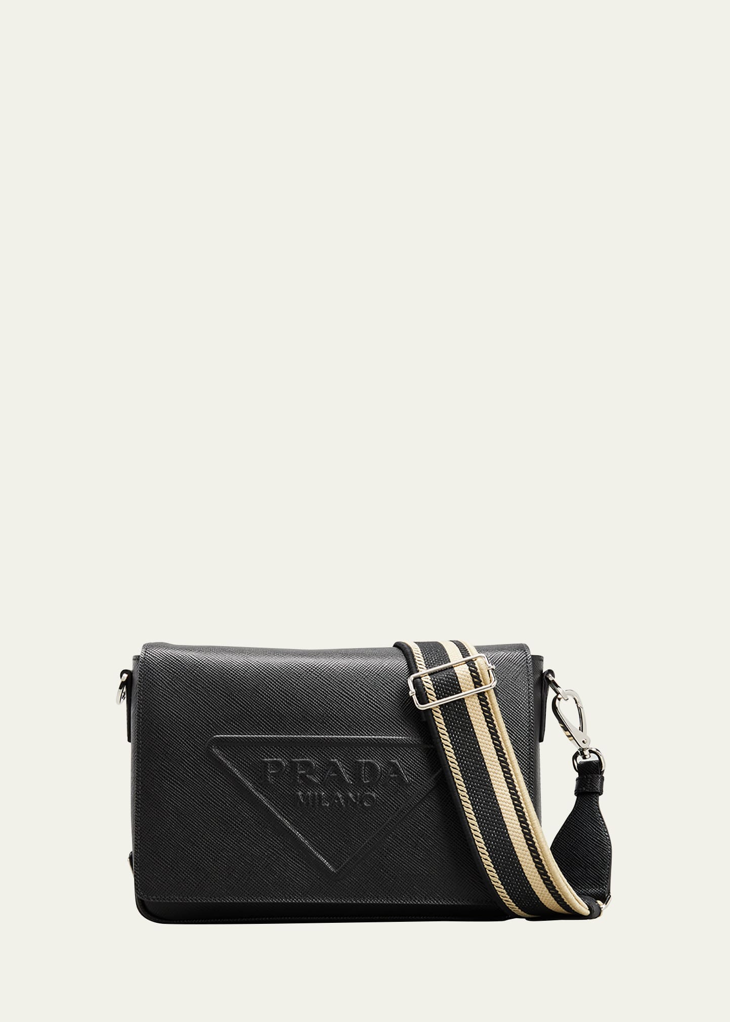 Prada Men's Leather Triangle Logo Sling Crossbody Bag - ShopStyle