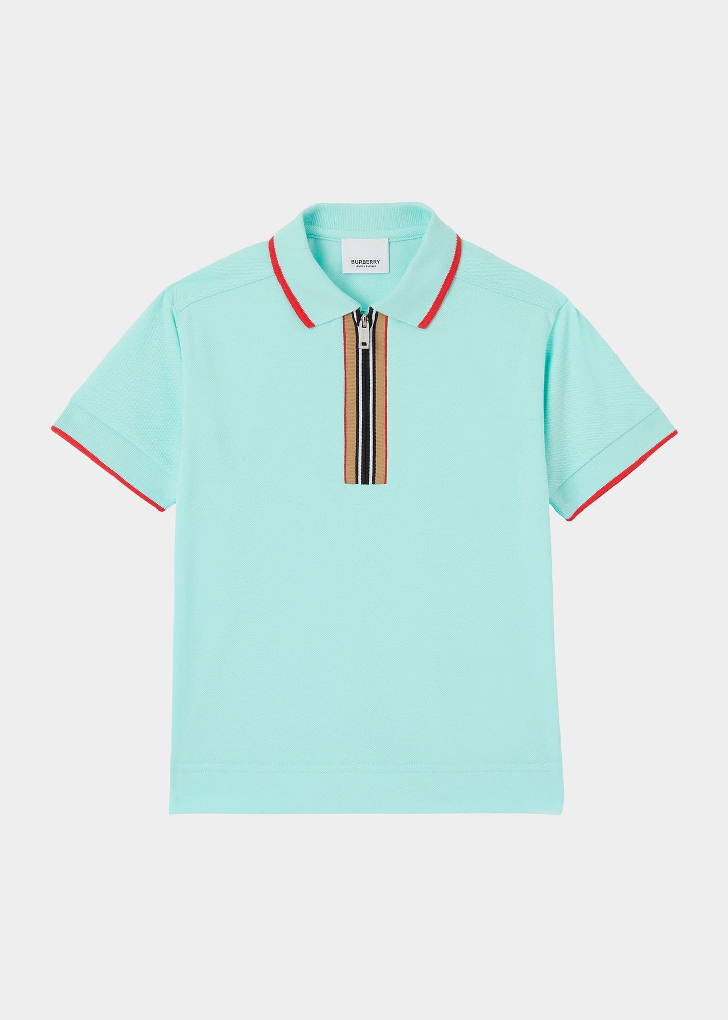 Burberry Boy's Samuel Icon Stripe Quarter-Zip Polo Shirt, Size 3