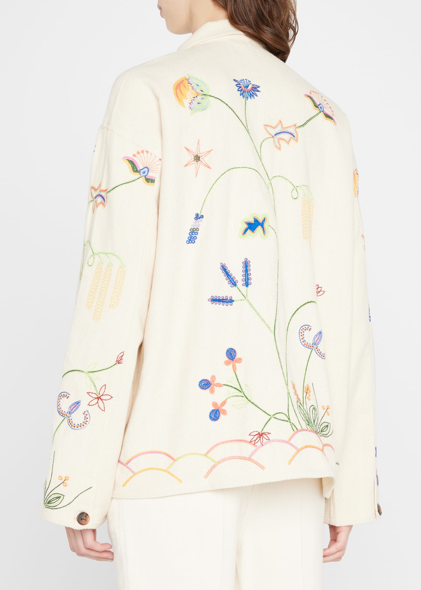 Bode Wildflower-Embroidered Polo Pullover - Bergdorf Goodman