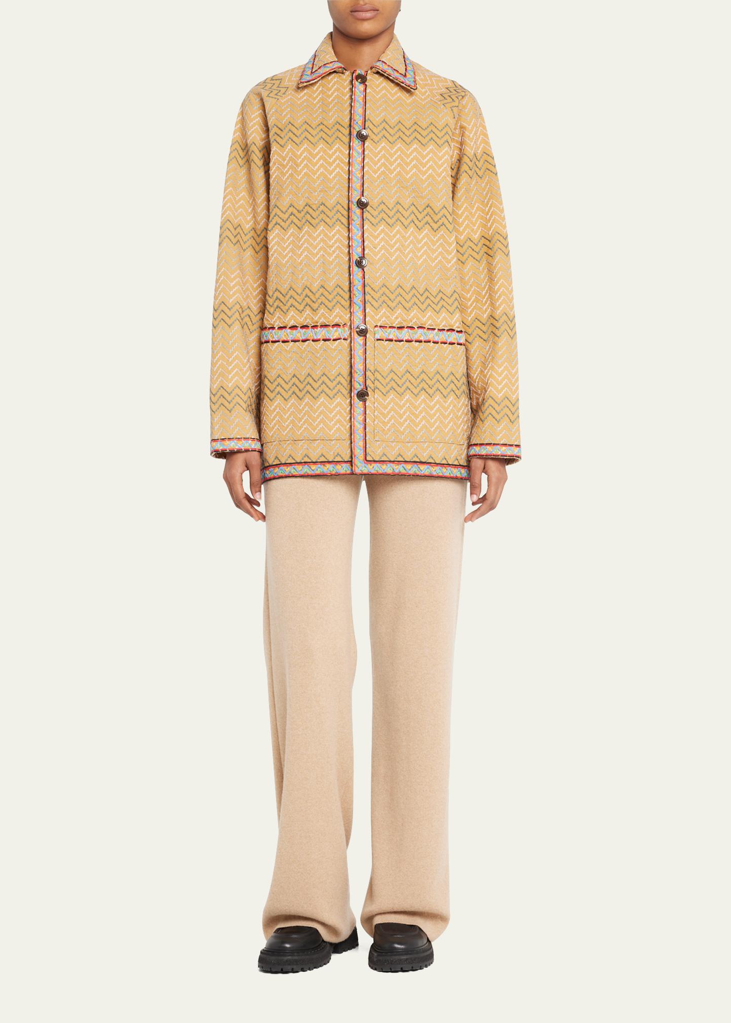 Bode Riding Scene Embroidered Cotton Coat - Bergdorf Goodman