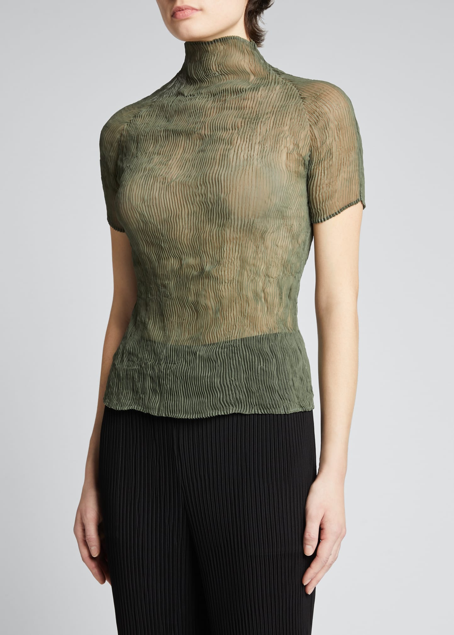 Issey Miyake Chiffon Twist-3 Short-Sleeve Shirt - Bergdorf Goodman