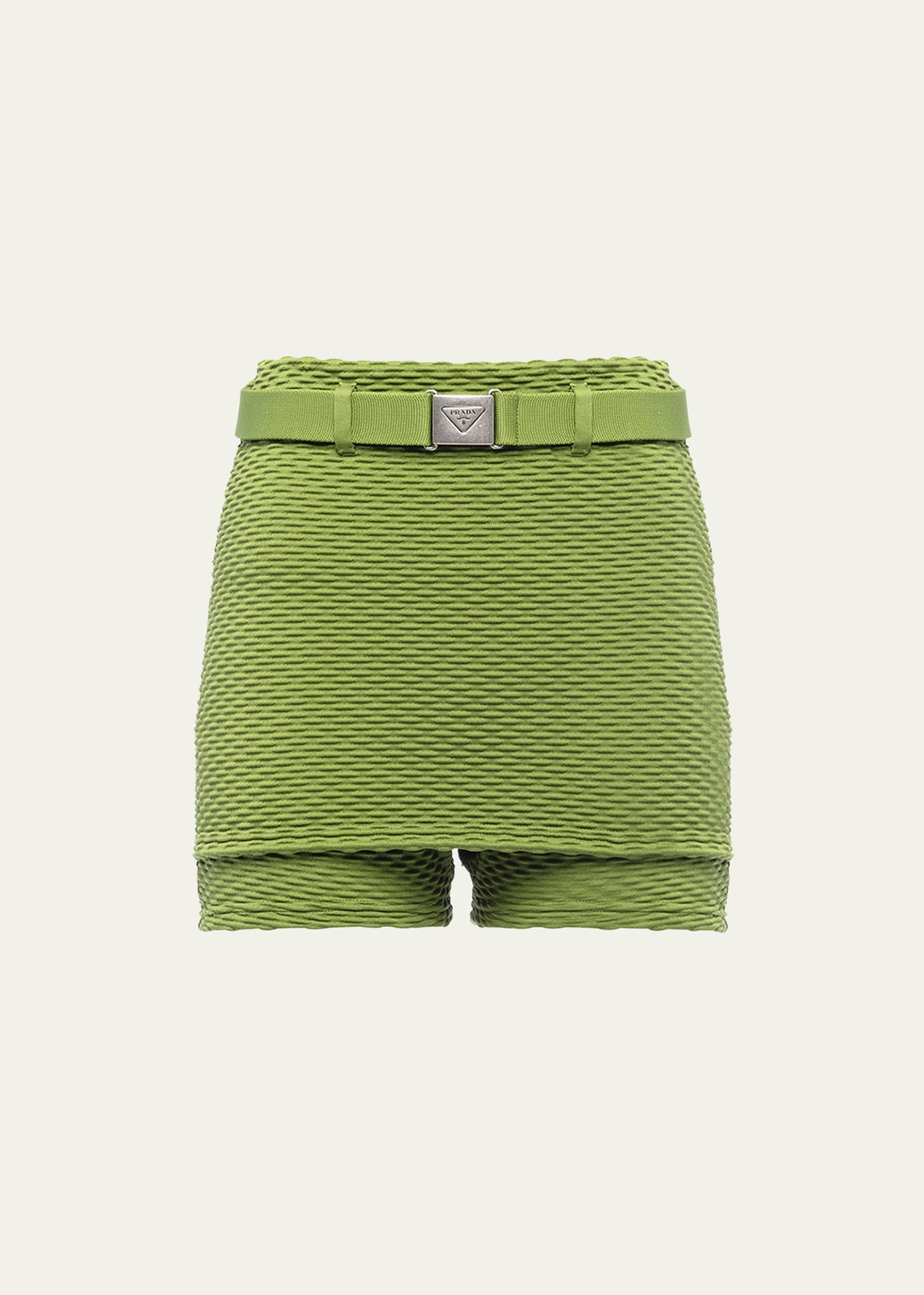 Prada Jacquard Belted Shorts - Bergdorf Goodman