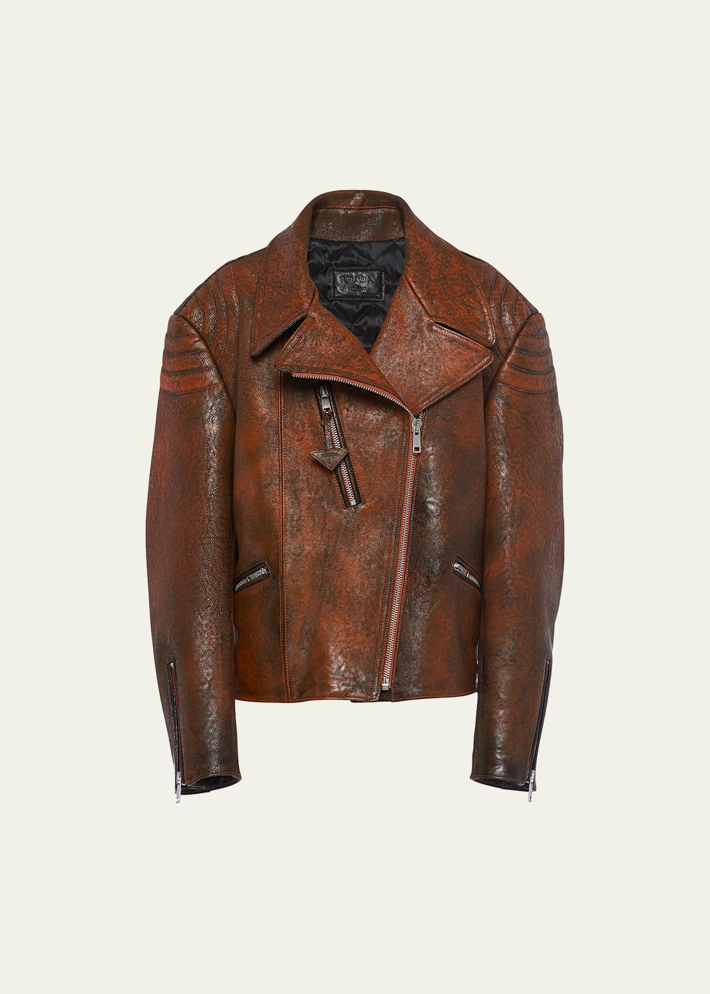 Prada Vitello Leather bIKERJacket - Bergdorf Goodman