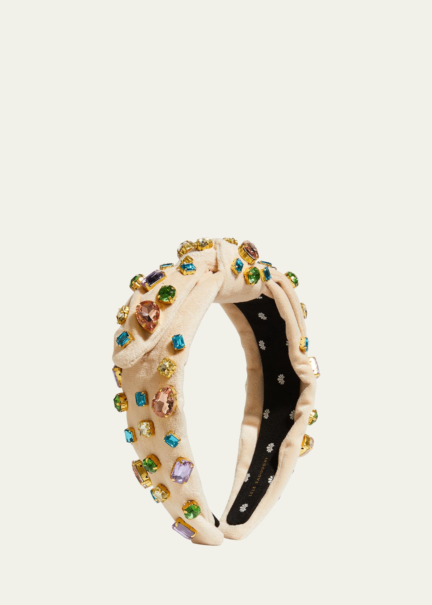 Lele Sadoughi Ivory Candy Jeweled Headband Lele Sadoughi Knotted Raffia Headband - Ivory | Editorialist main image 4