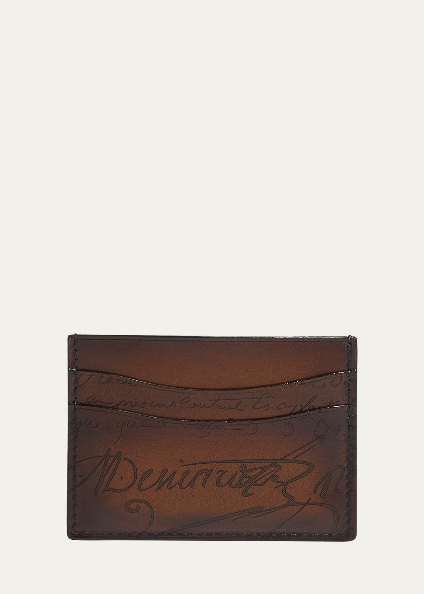 Berluti Men's Bambou Neo Scritto Card Case, Mimosa, Men's, Small Leather Goods Card Cases & Card Holders