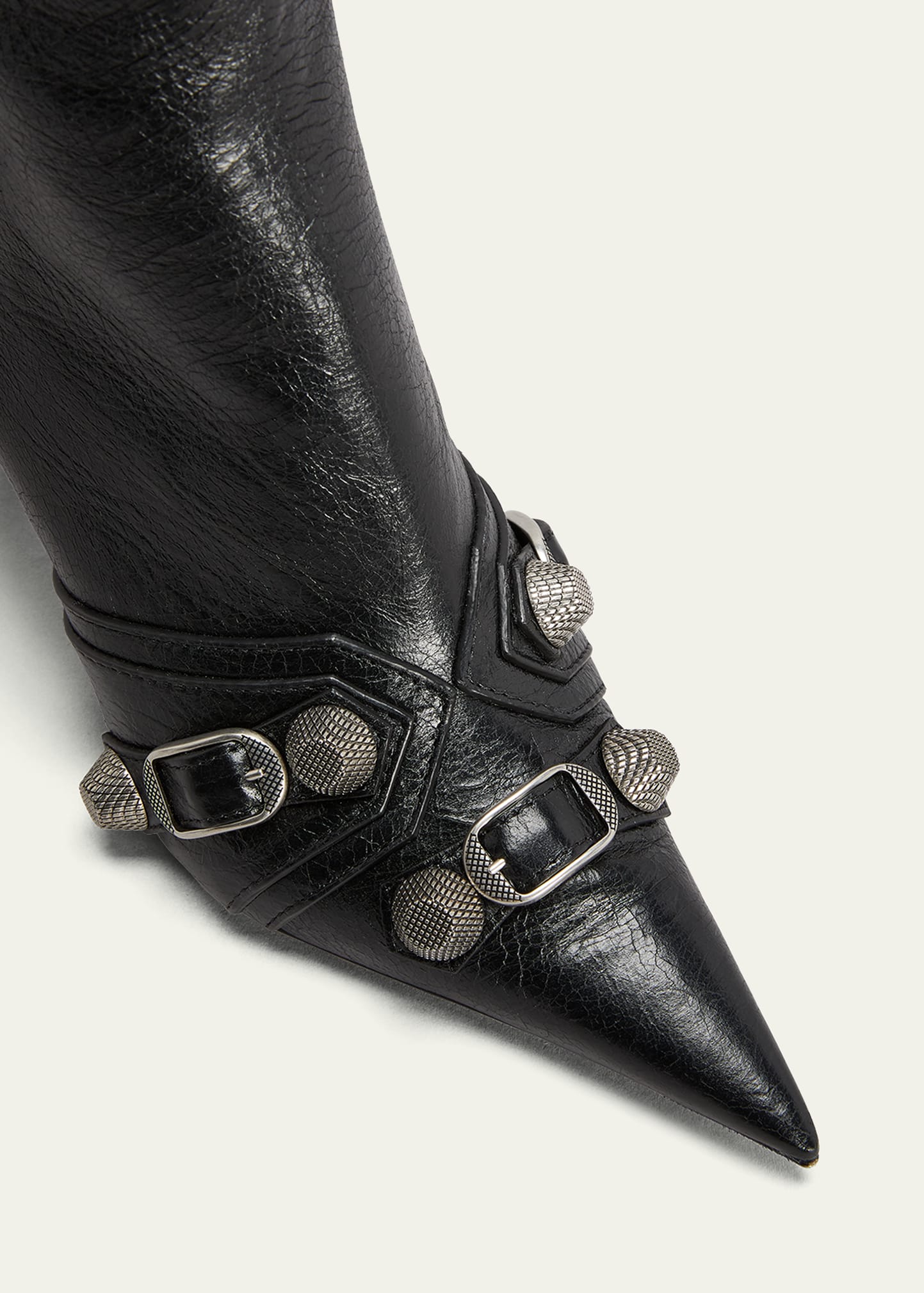 Balenciaga Cagole Lambskin Buckle Zip Knee Boots - Bergdorf