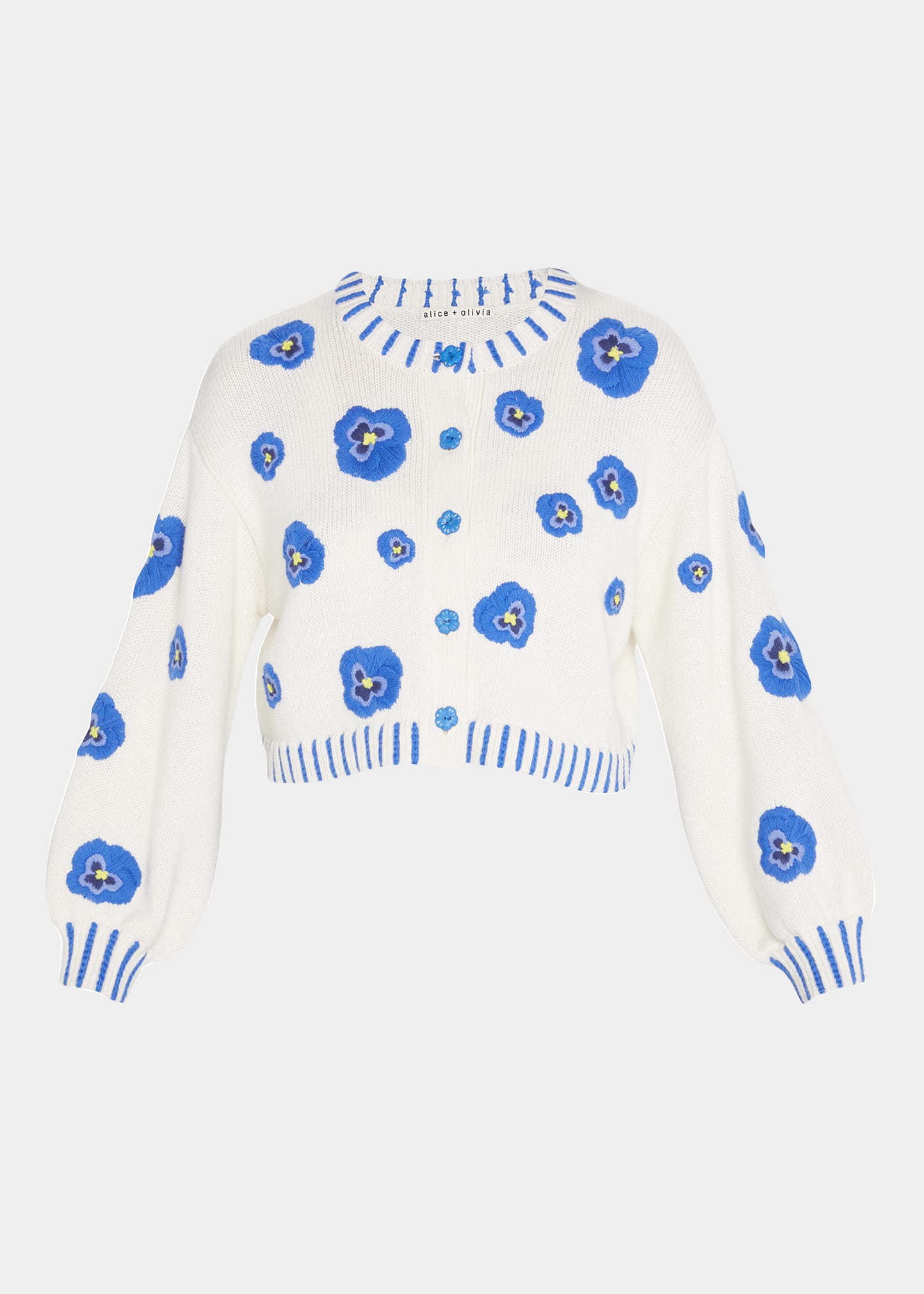 Alice + Olivia Brigid Embroidered Cropped Cardigan - Bergdorf Goodman