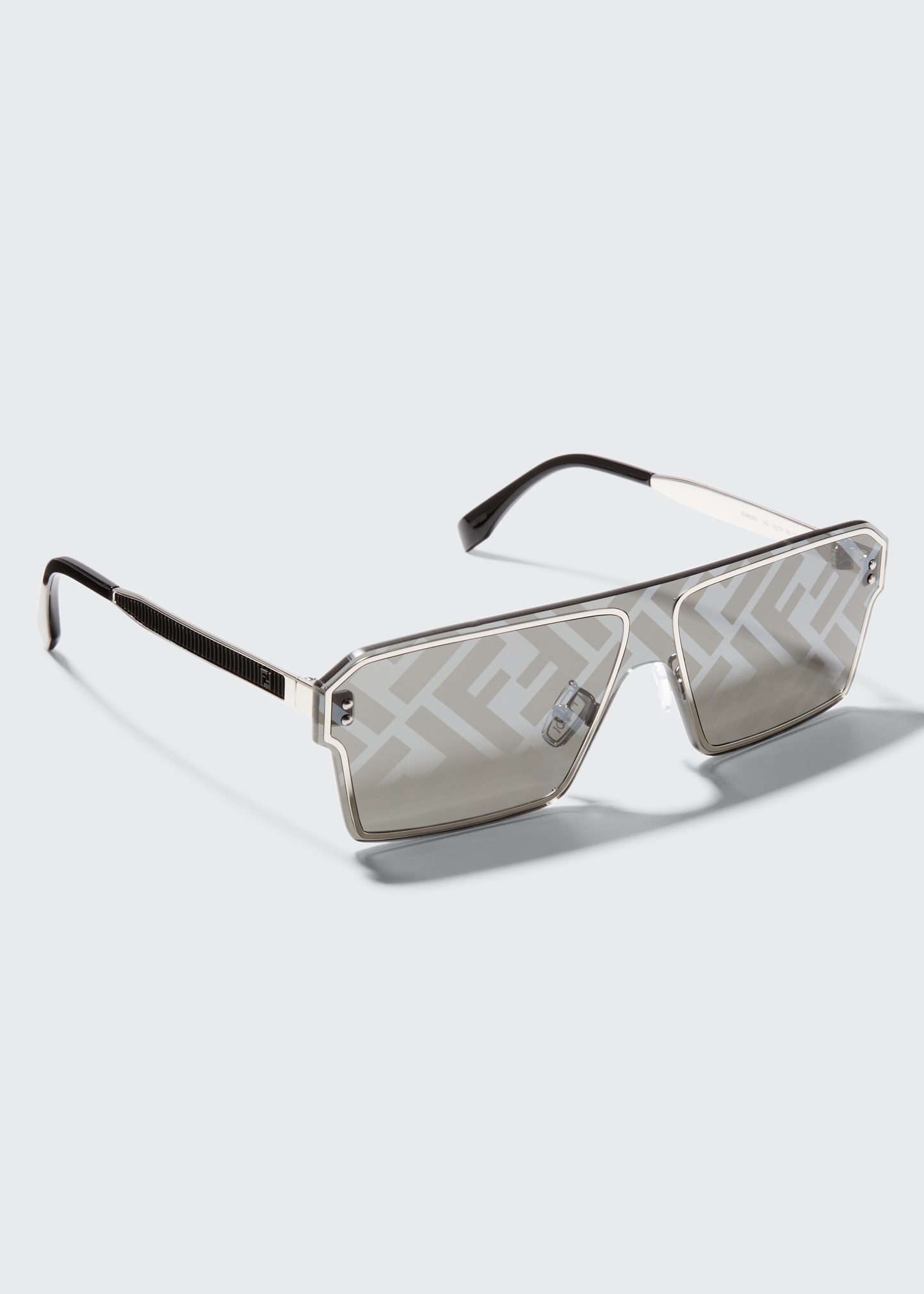 Authentic $590 FENDI Men's FF Printed Monogram 142MM Shield Sunglasses  - USED