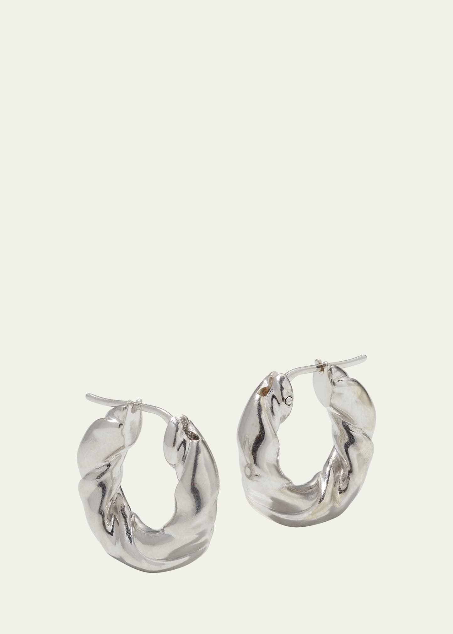 Loewe Silver Nappa Twist Hoop Earrings