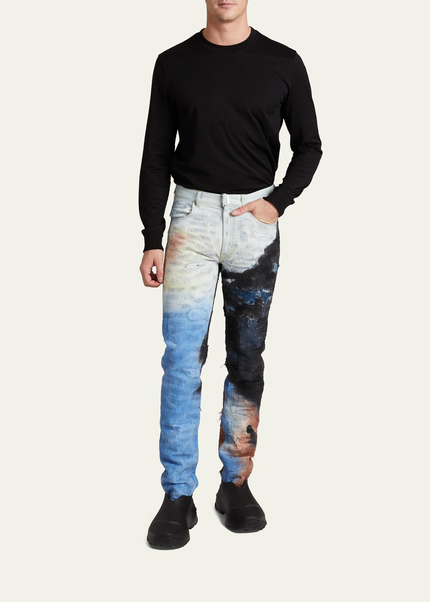 Givenchy Men's Distressed Painted Jeans - Bergdorf Goodman