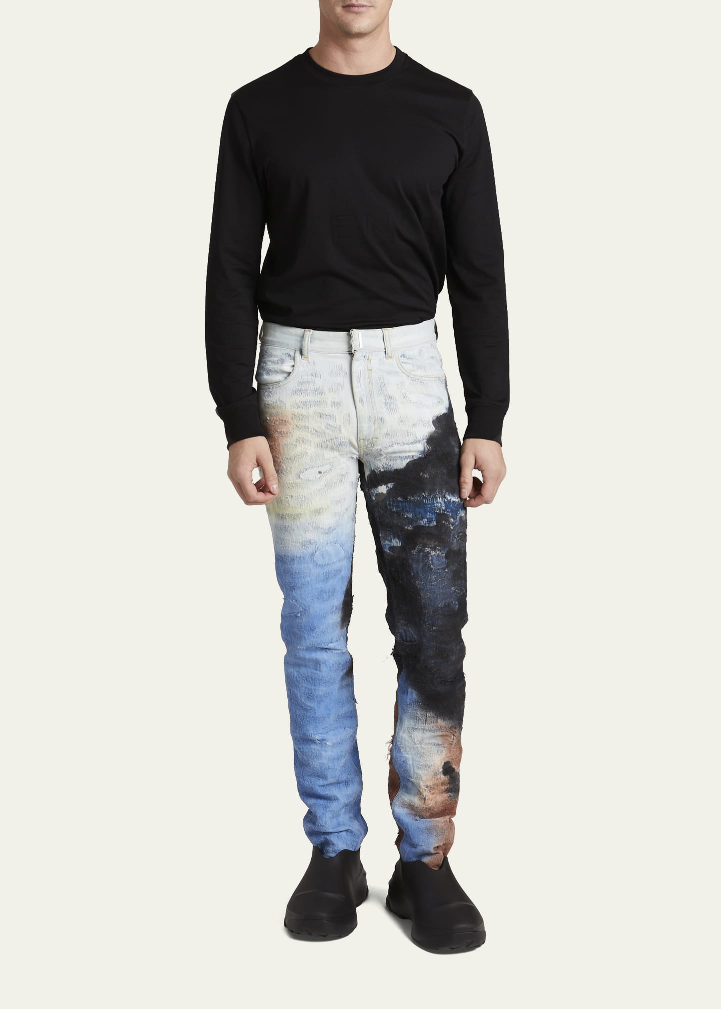 Givenchy Men's Distressed Painted Jeans - Bergdorf Goodman