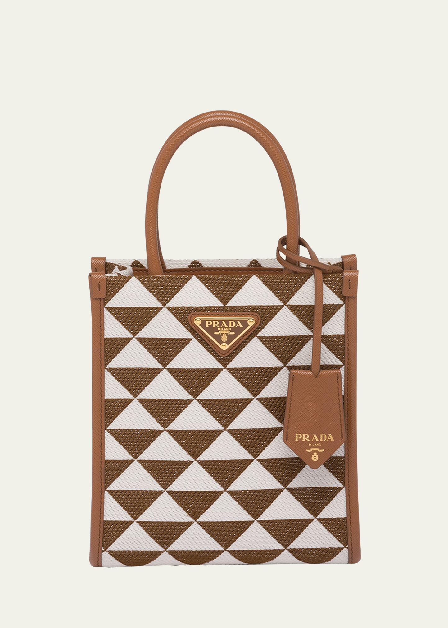 Prada Small Triangle Logo Jacquard Tote Bag - Bergdorf Goodman