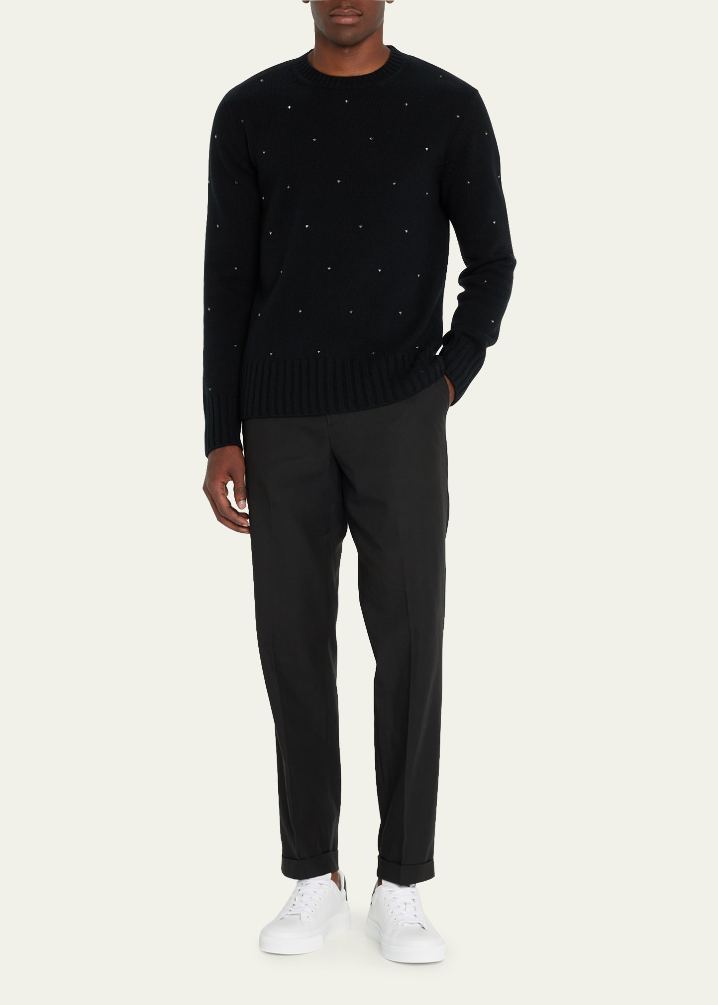 Valentino Garavani Men's Rockstud Wool Sweater - Bergdorf Goodman