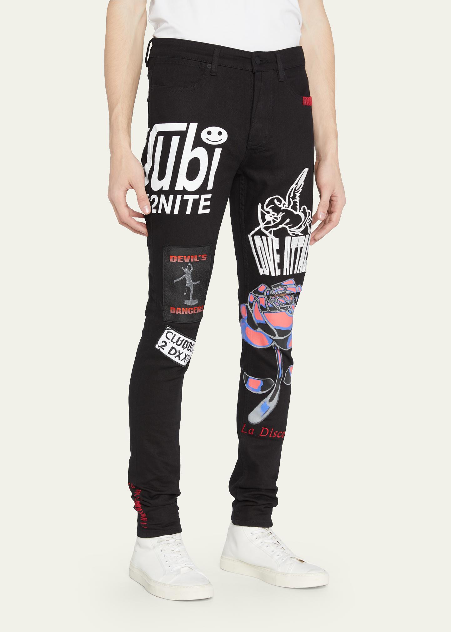 Ksubi Men's Van Winkle Rose Graphic Skinny Jeans - Bergdorf Goodman