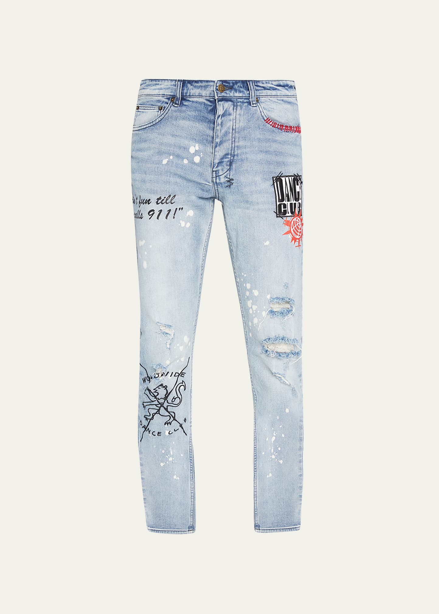 Ksubi Men's Chitch 911 Graphic Slim-Fit Jeans - Bergdorf Goodman