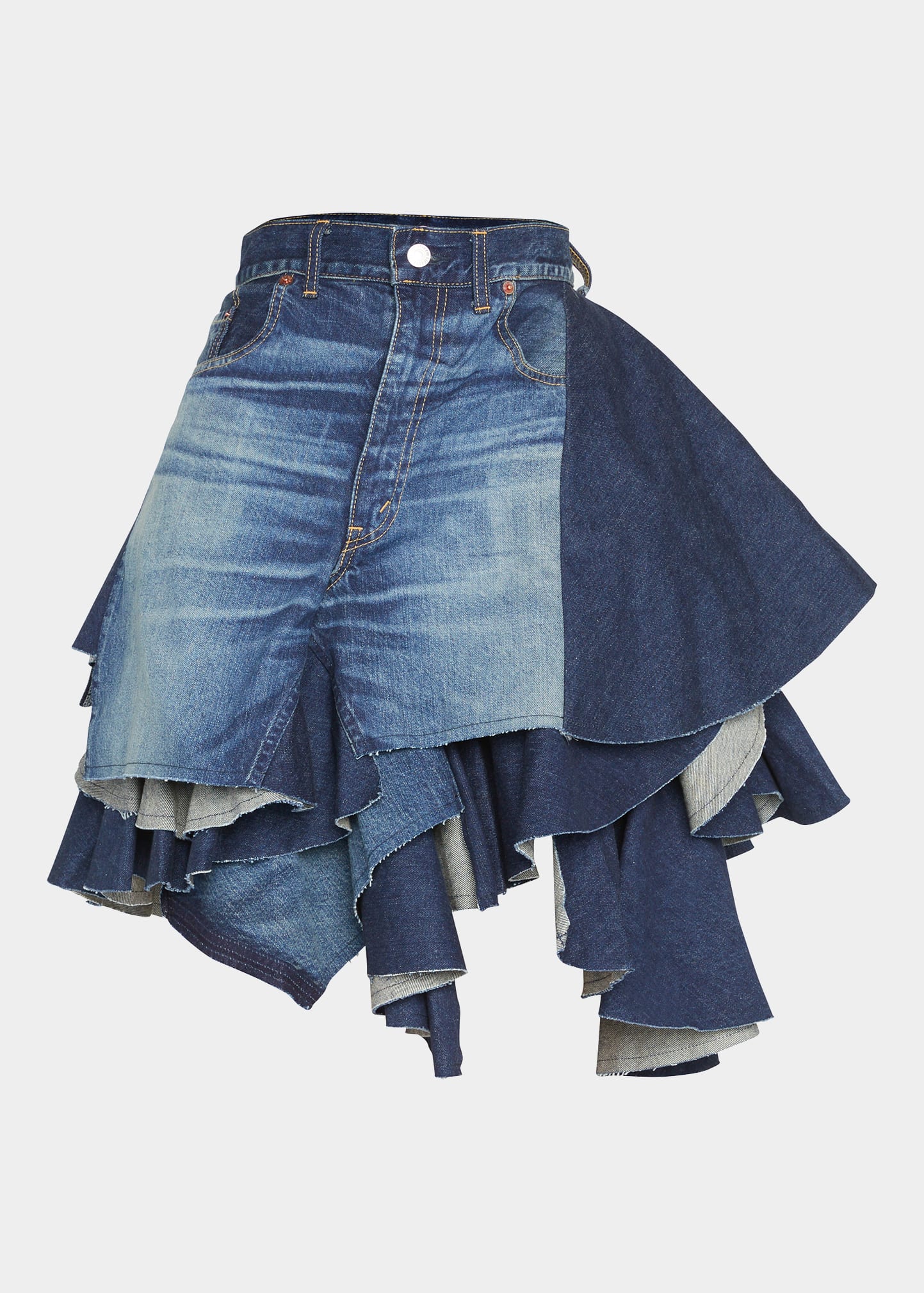 JUNYA WATANABE Denim Wrap Skirt 巻きスカート Junya Watanabe COMME des GARÇONS 2001 Tiered Deconstructed Denim