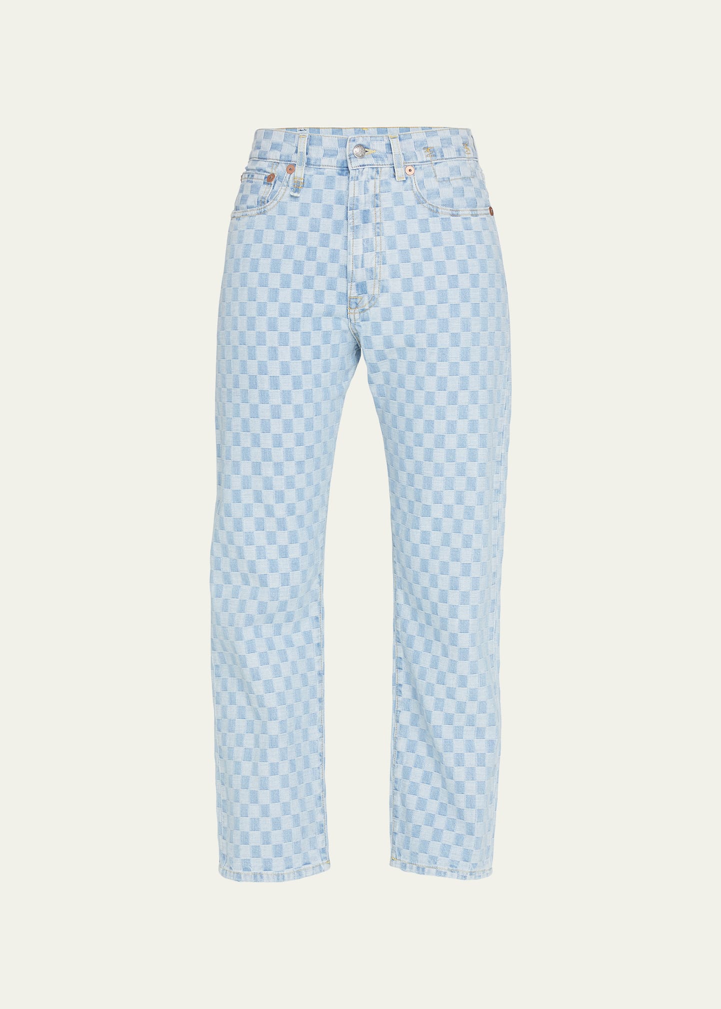 R13 Checked Straight Boyfriend Jeans Bergdorf Goodman