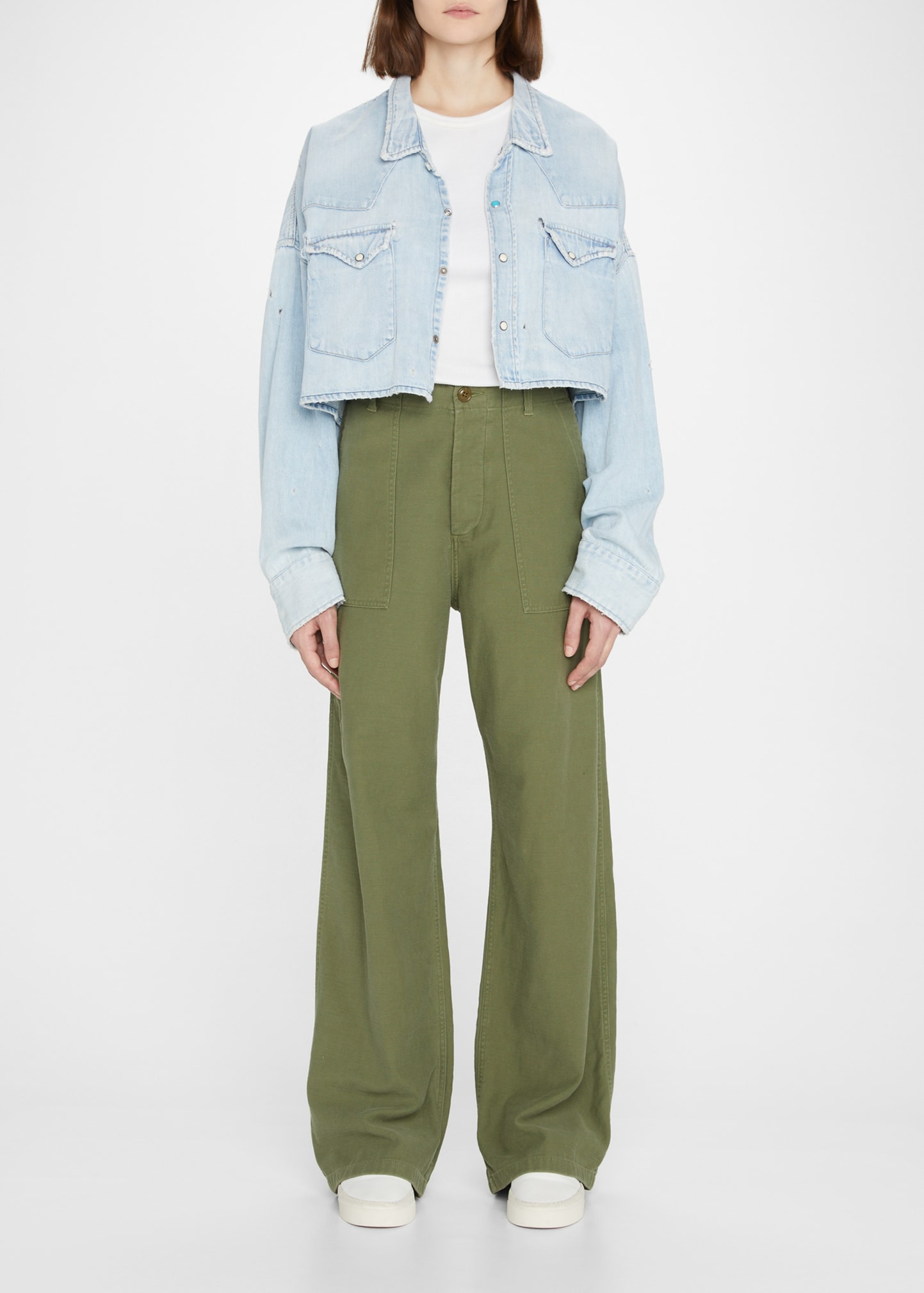 R13 Oversized Crop Denim Cowboy Shirt Bergdorf Goodman