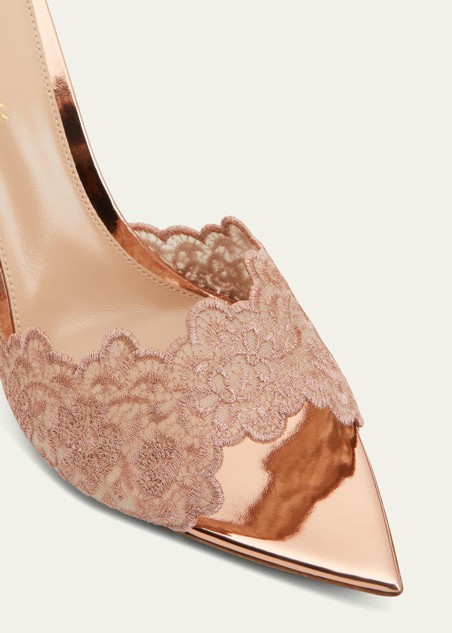 Gianvito Rossi Metallic Lace Stiletto Mules - Bergdorf Goodman