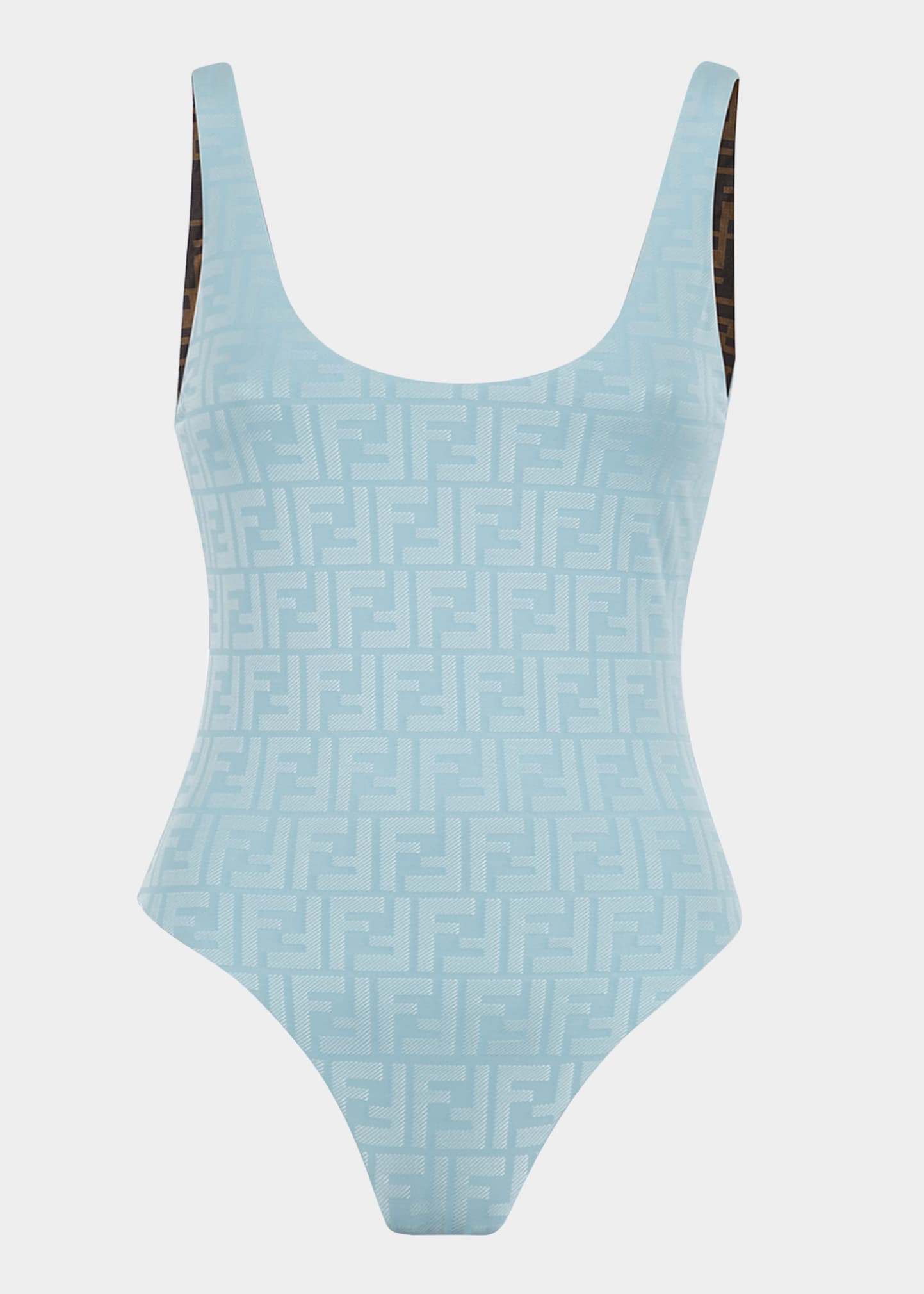 Fendi Reversible FF Logo Scoop One-Piece Swimsuit - Bergdorf Goodman
