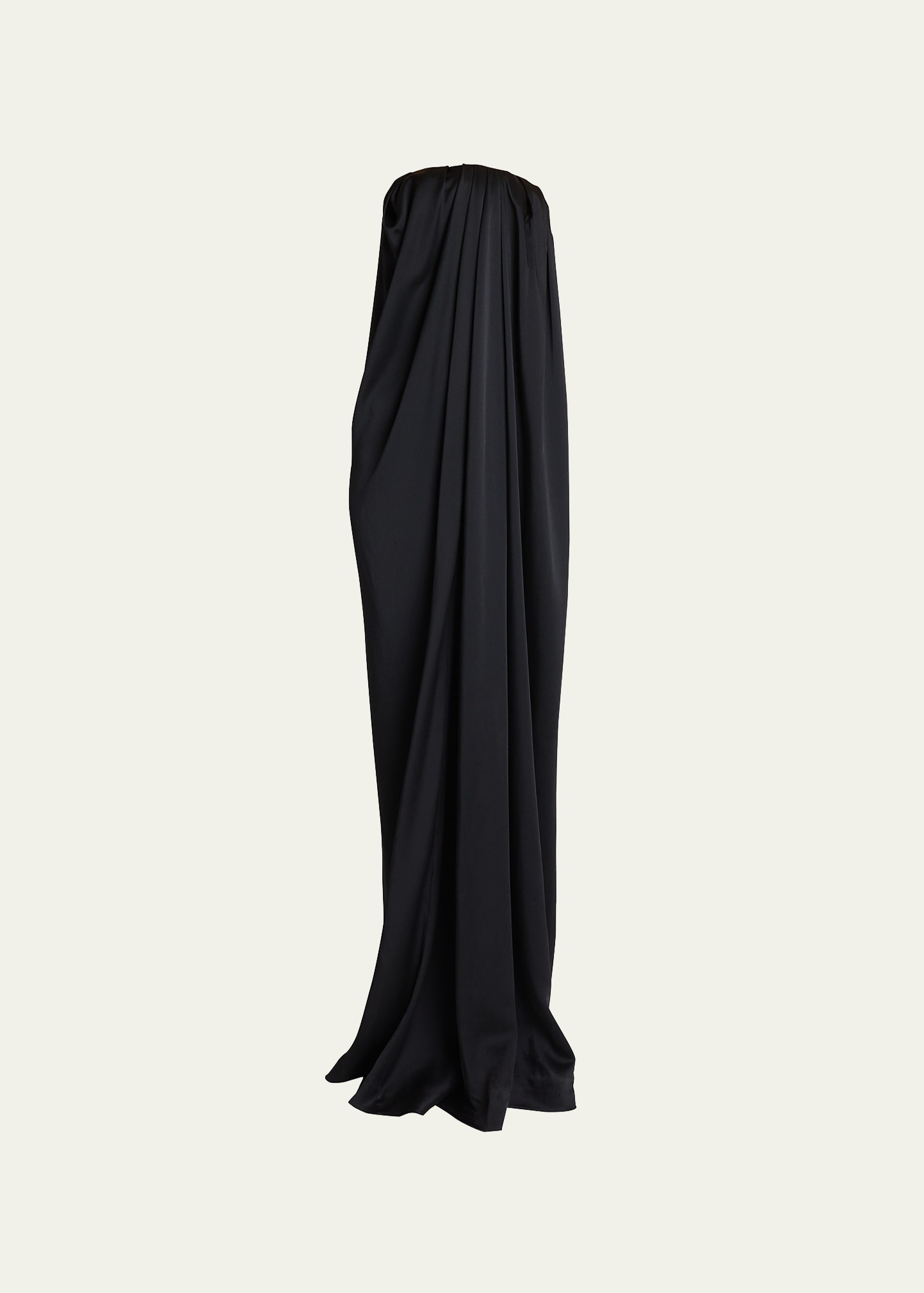 Saint Laurent Goddess Draped Satin Strapless Gown