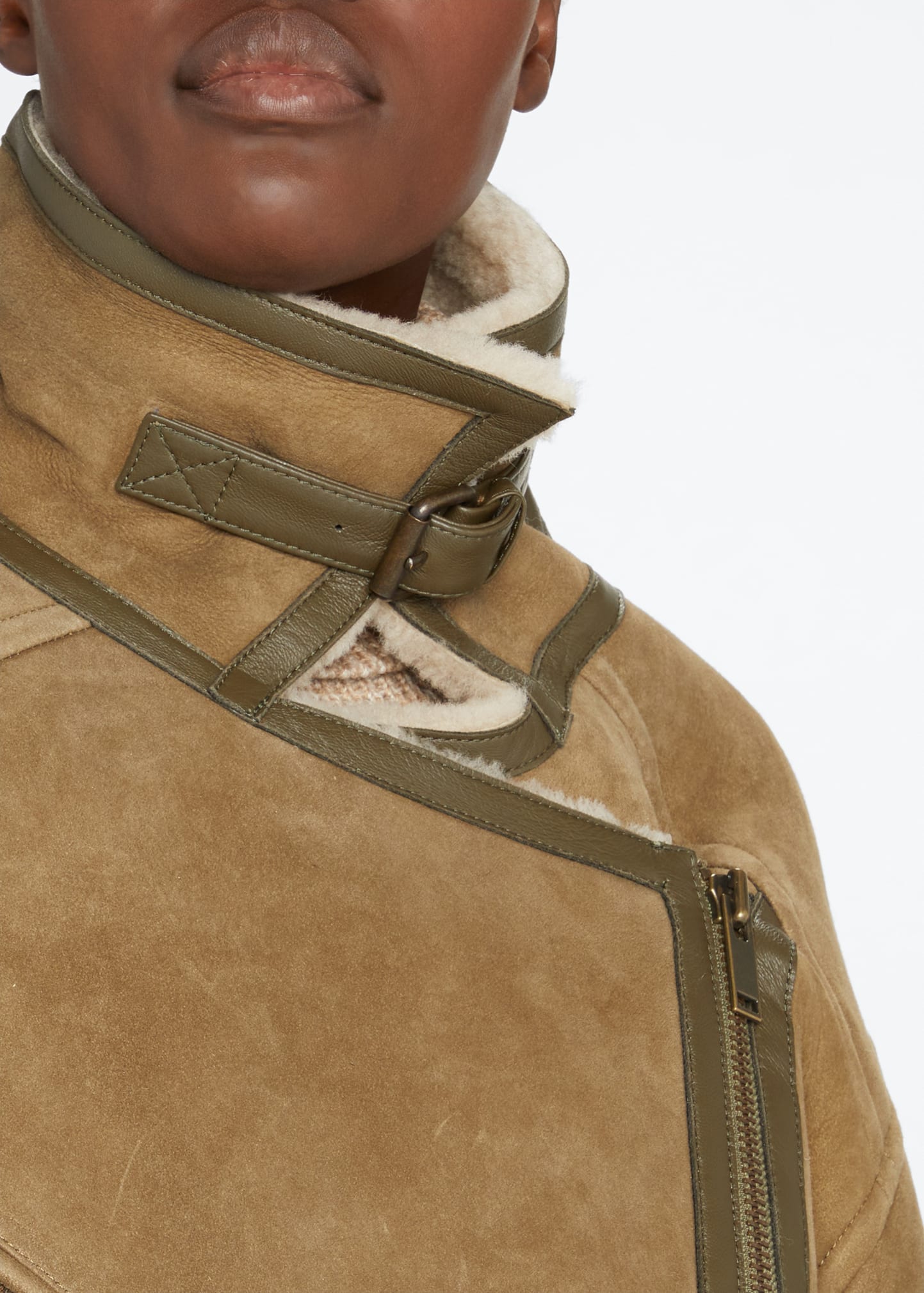 Etoile Isabel Marant Adagio Asymmetric-Zip Lamb Shearling Jacket