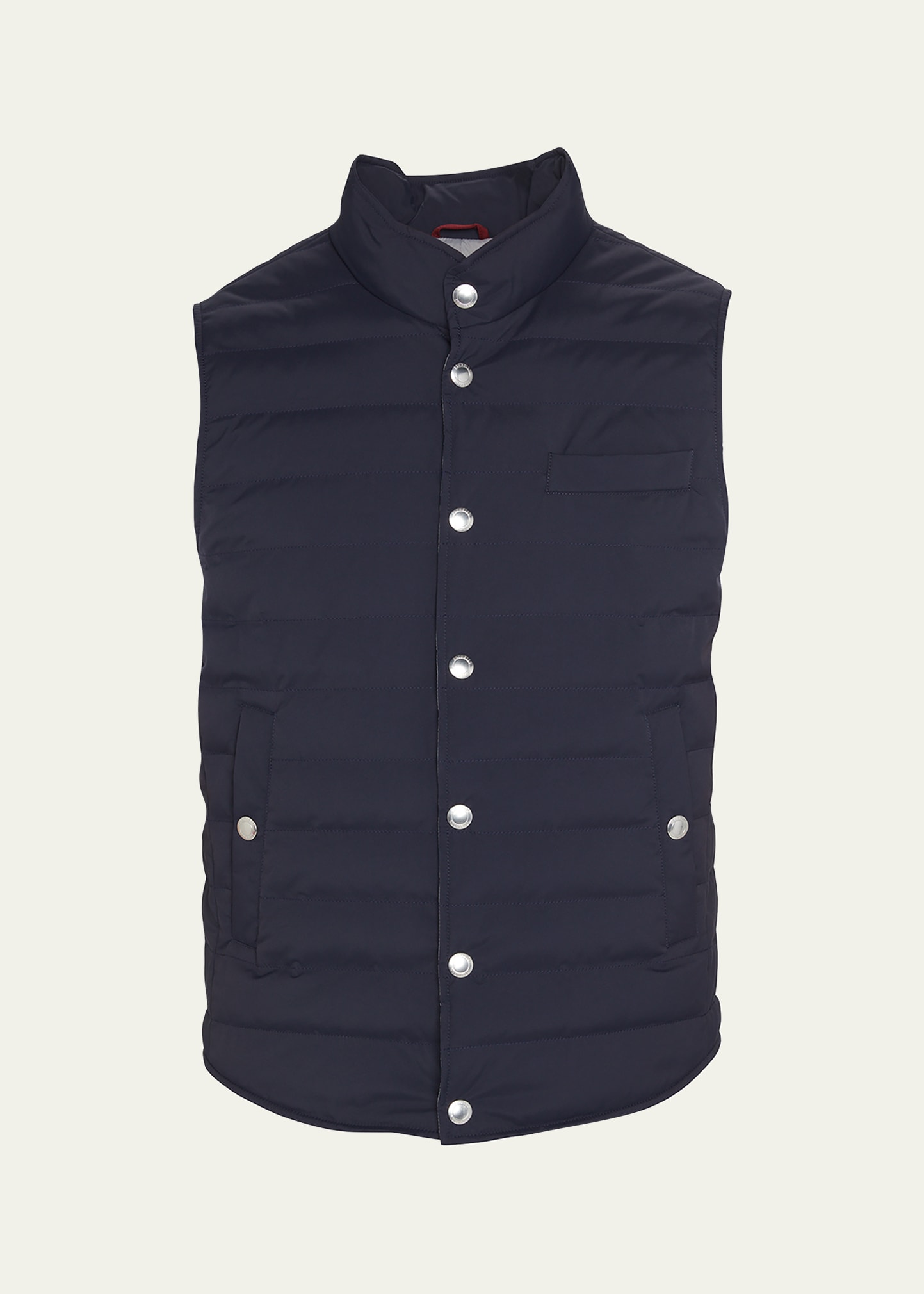 Brunello Cucinelli Men's Snap-Front Quilted Down Vest
