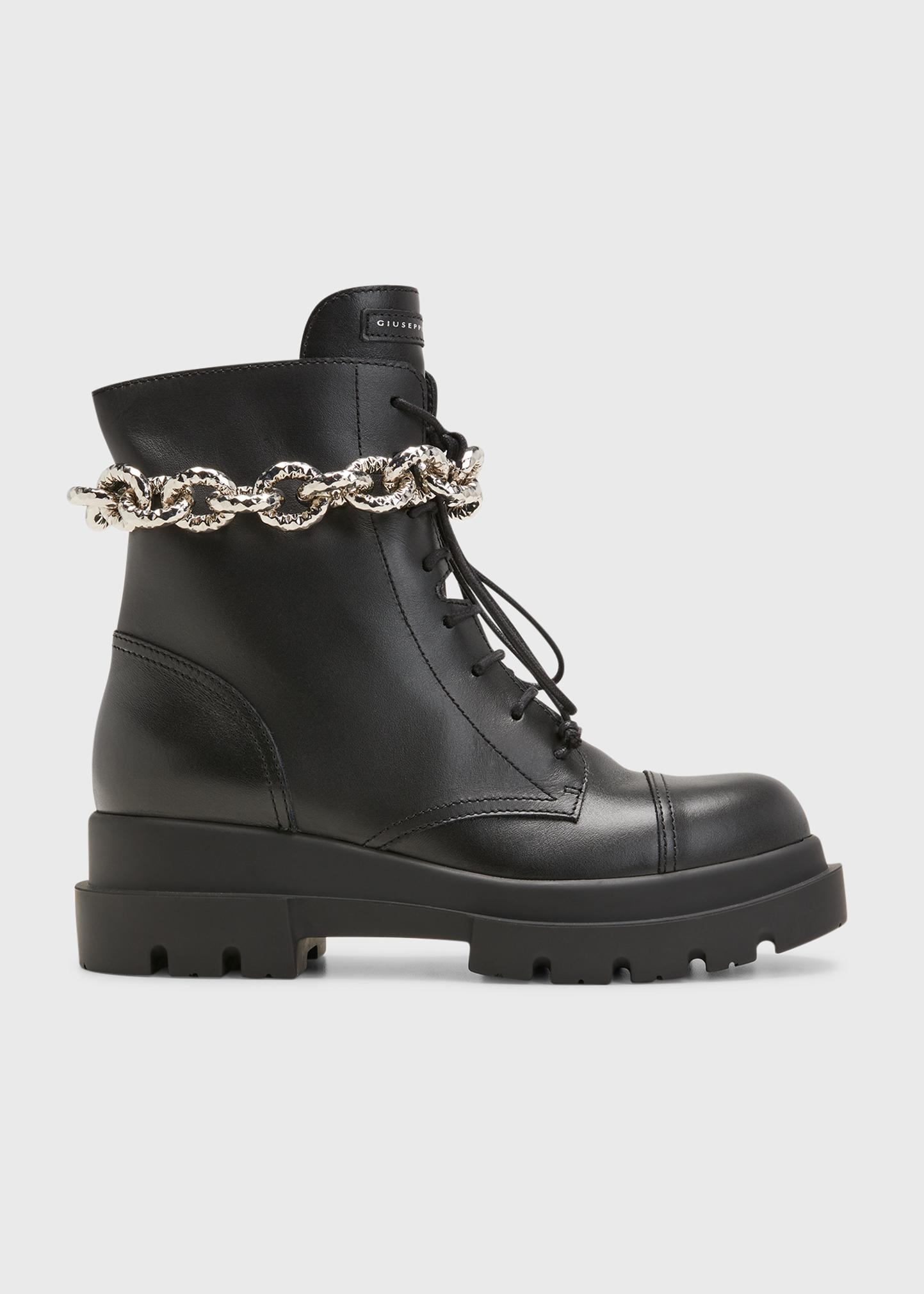 Giuseppe Zanotti Calfskin Chain Combat Boots - Bergdorf Goodman display picture 2