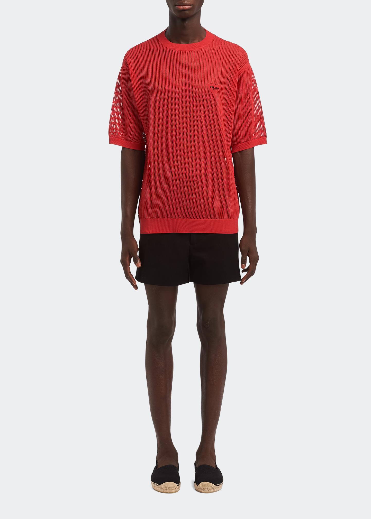 Prada Men's Mesh Knit Oversized T-Shirt - Bergdorf Goodman