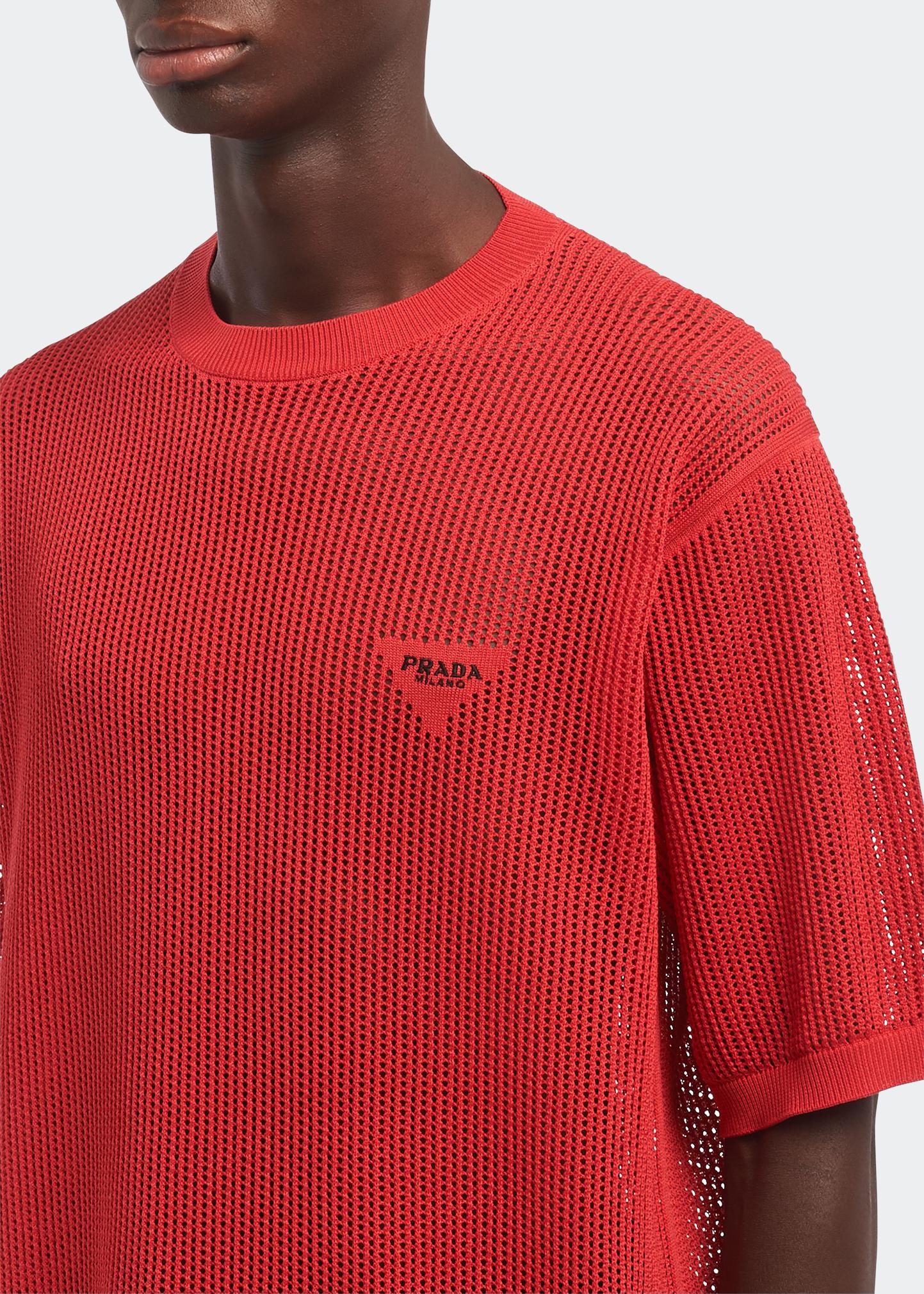 Prada Men's Mesh Knit Oversized T-Shirt - Bergdorf Goodman