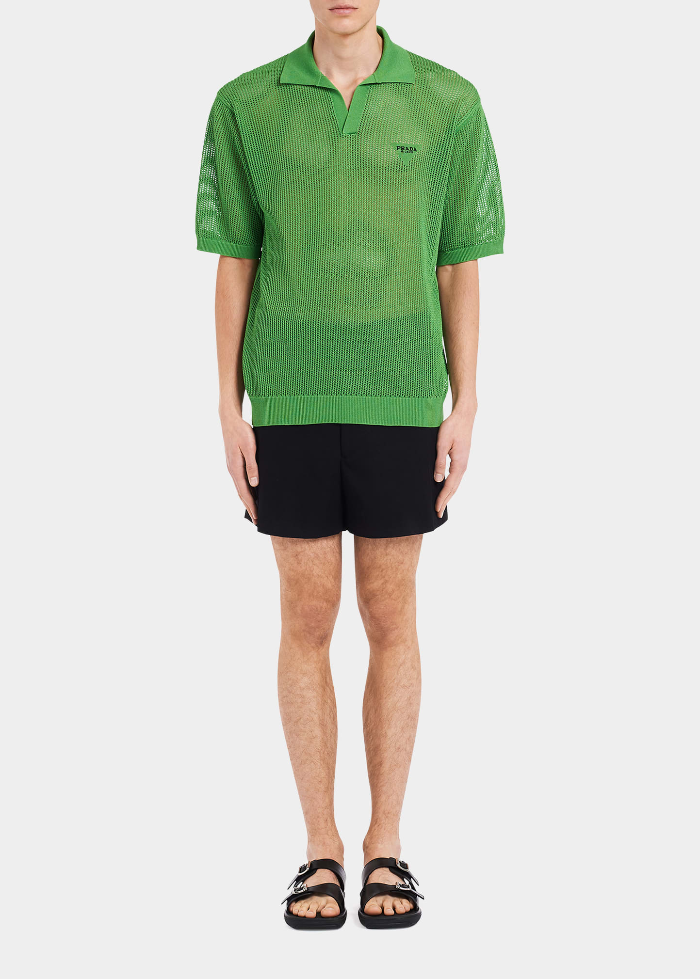 【関税込み】prada Mesh knit shirt Prada Men's Mesh Knit Polo Shirt - Bergdorf Goodman