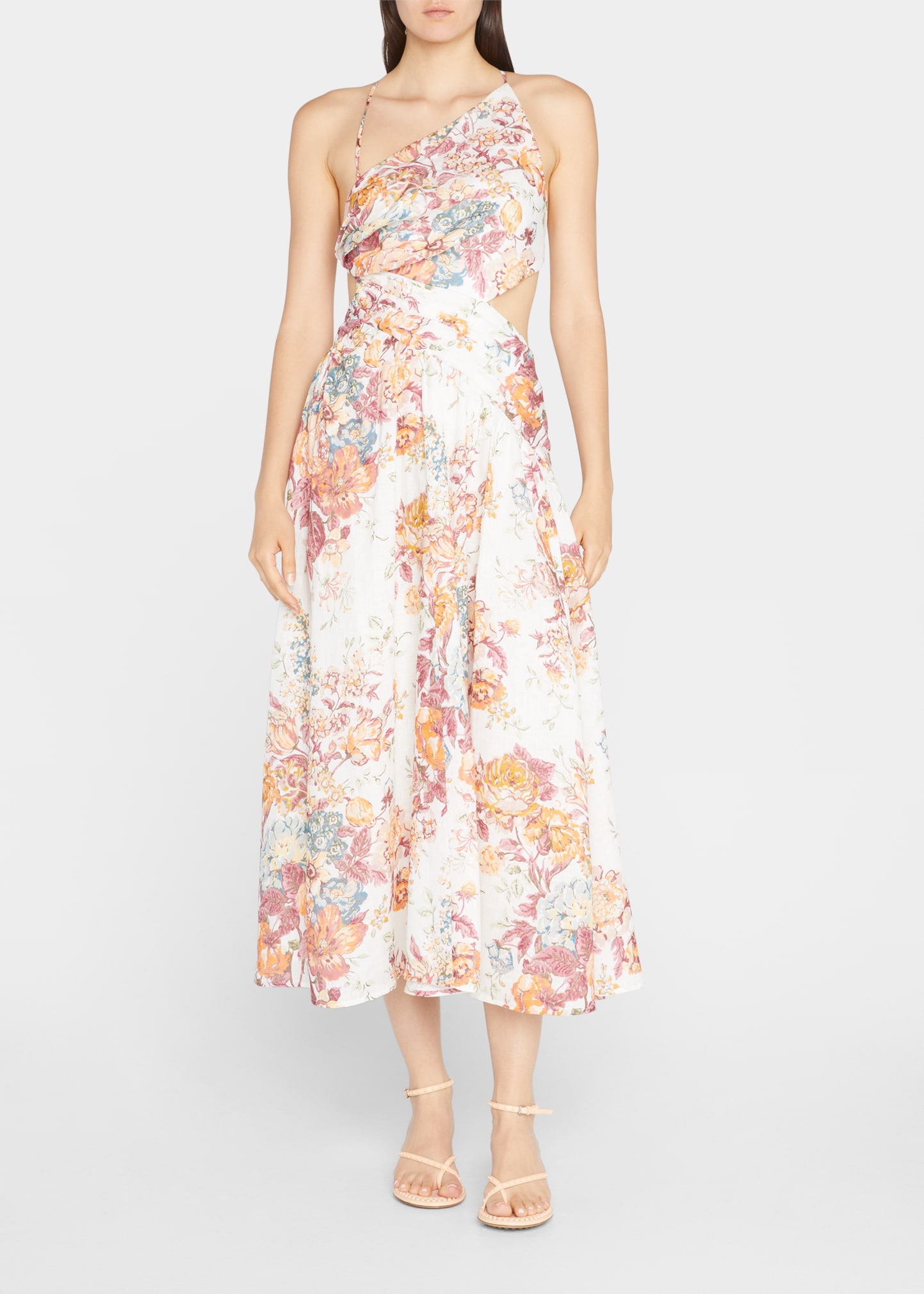 zimmermann pattie floral cotton midi dress ZIMMERMANN Pattie Cutout Open-Back Floral-Print Linen Midi Dress