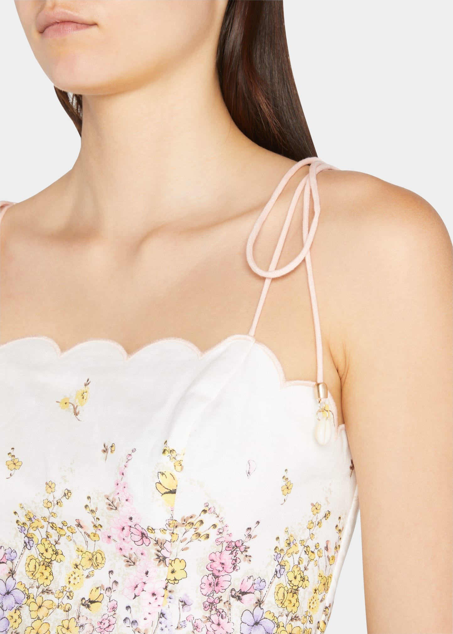 Zimmermann Jude Floral Linen Scalloped Cami Top - Bergdorf Goodman