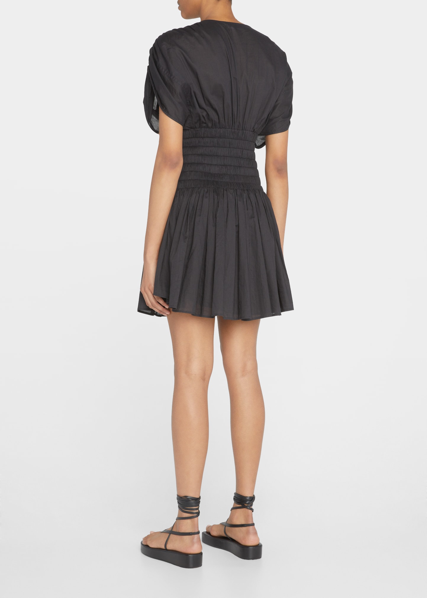 A.L.C. Luna Cotton Smocked Waist Pleated Mini Dress - Bergdorf Goodman