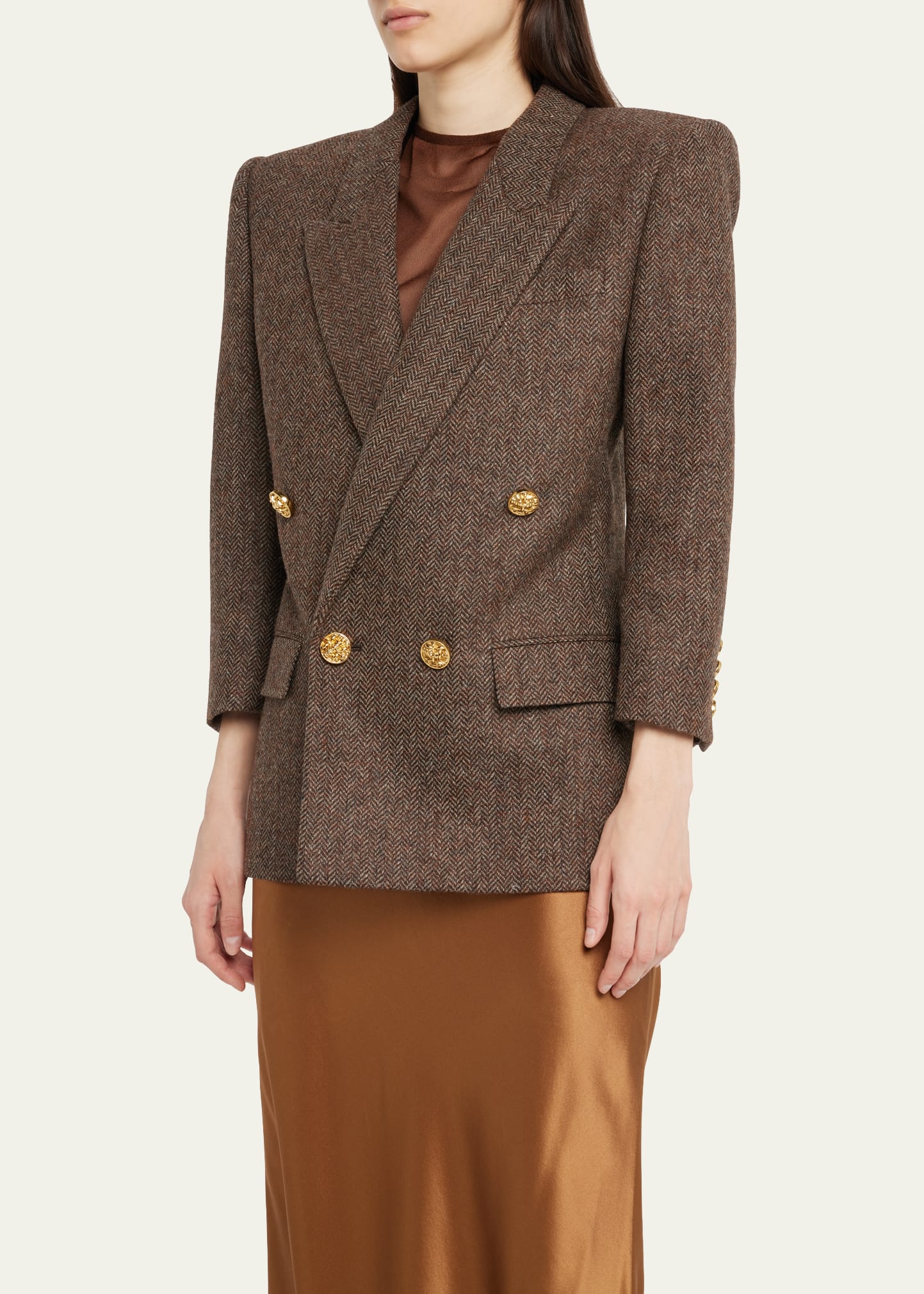 Saint Laurent Wool Blazer Jacket with Shoulder Pads - Bergdorf Goodman