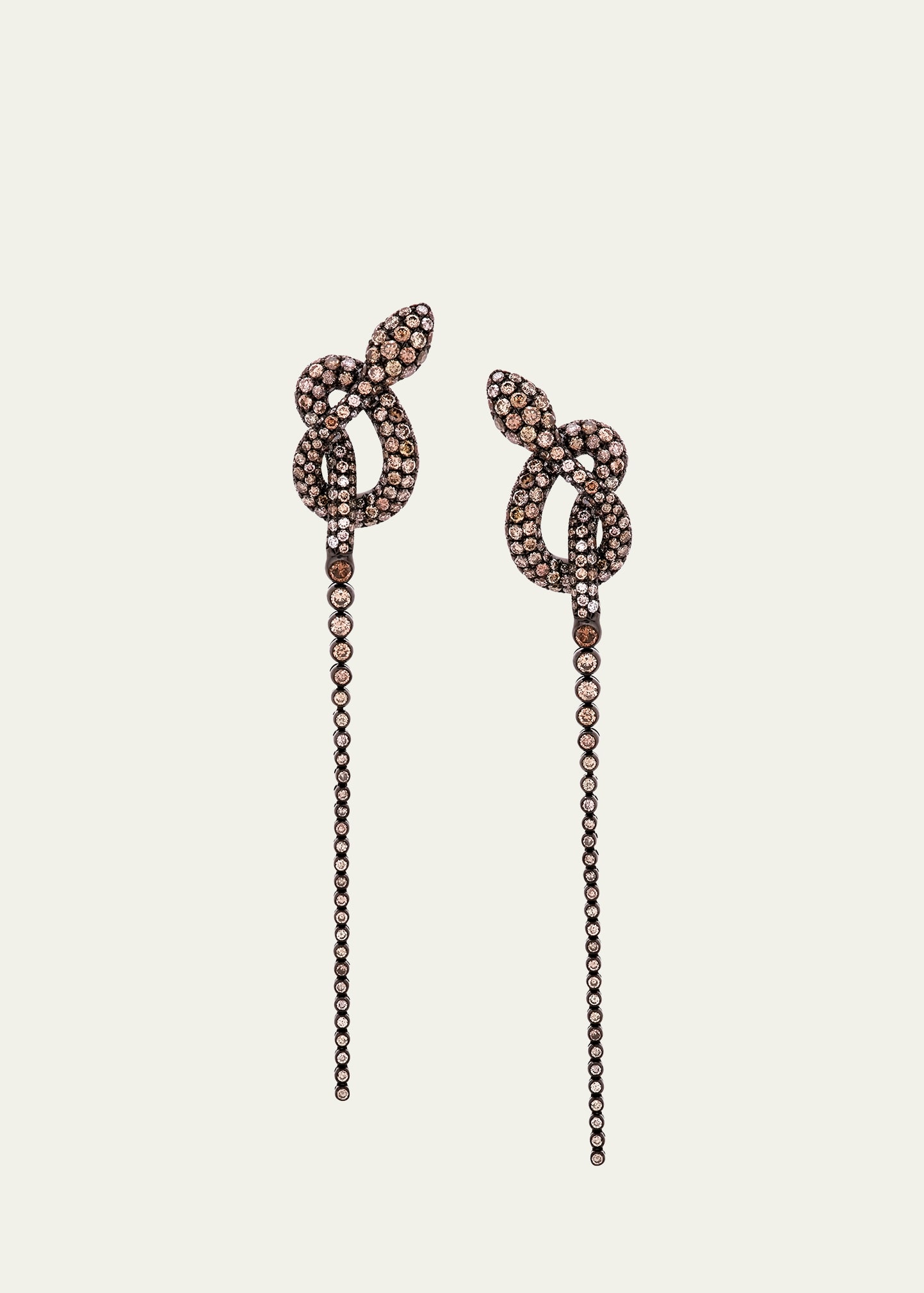 Stefere Yellow Gold Brown Diamond Earrings from The Snake Collection