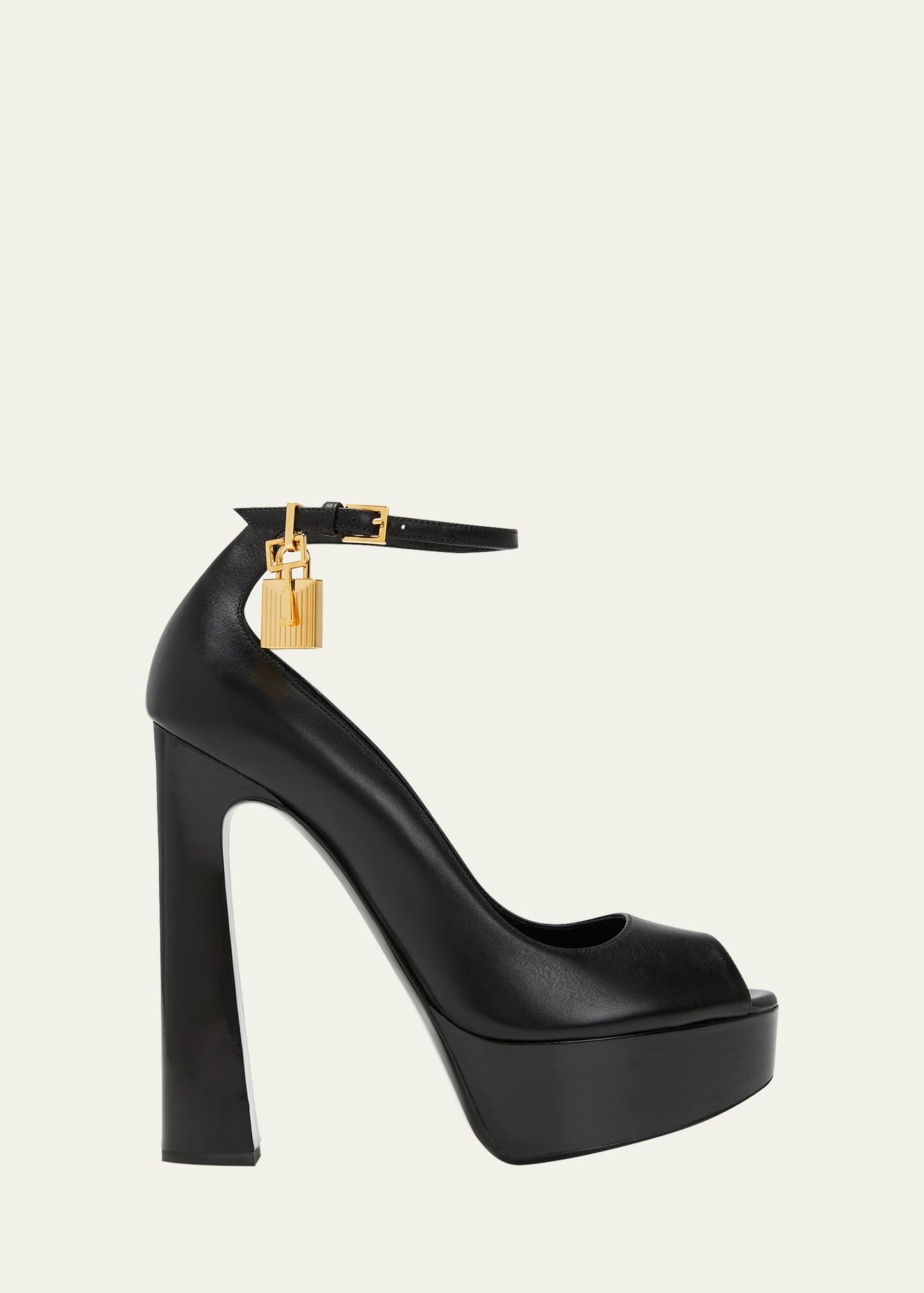 TOM FORD Lock Calfskin Ankle-Strap Pumps